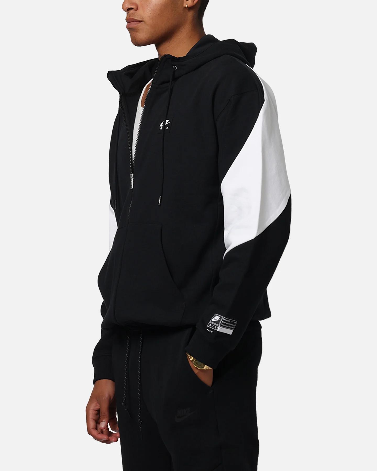 Nike Air Full-Zip Fleece Hoodie Black/White/White - Image 6