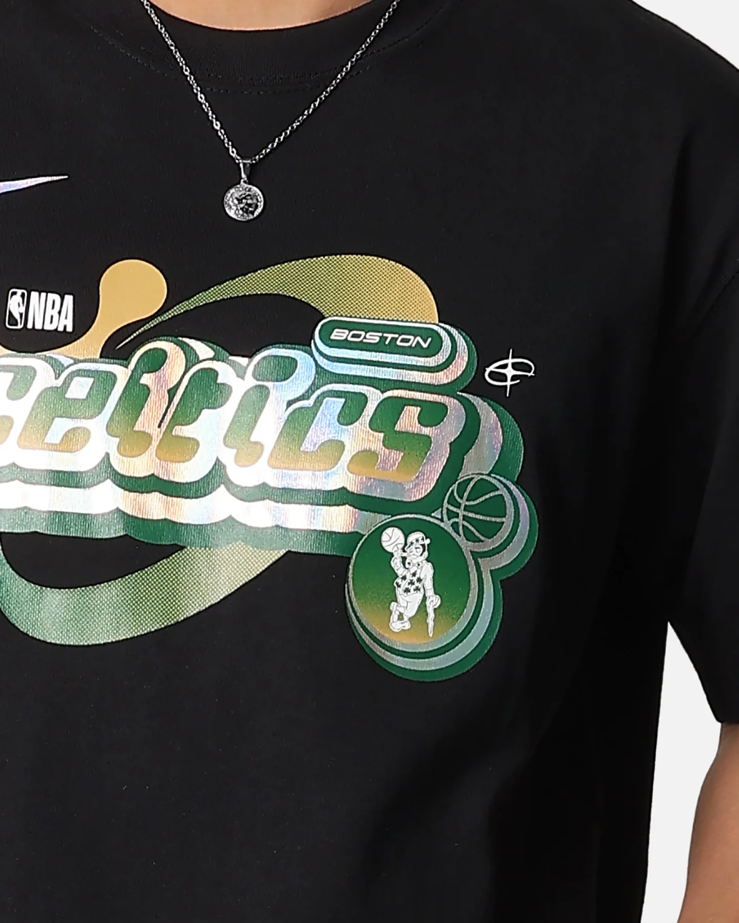 Nike Boston Celtics NBA Max90 Courtside T-Shirt Black - Image 6