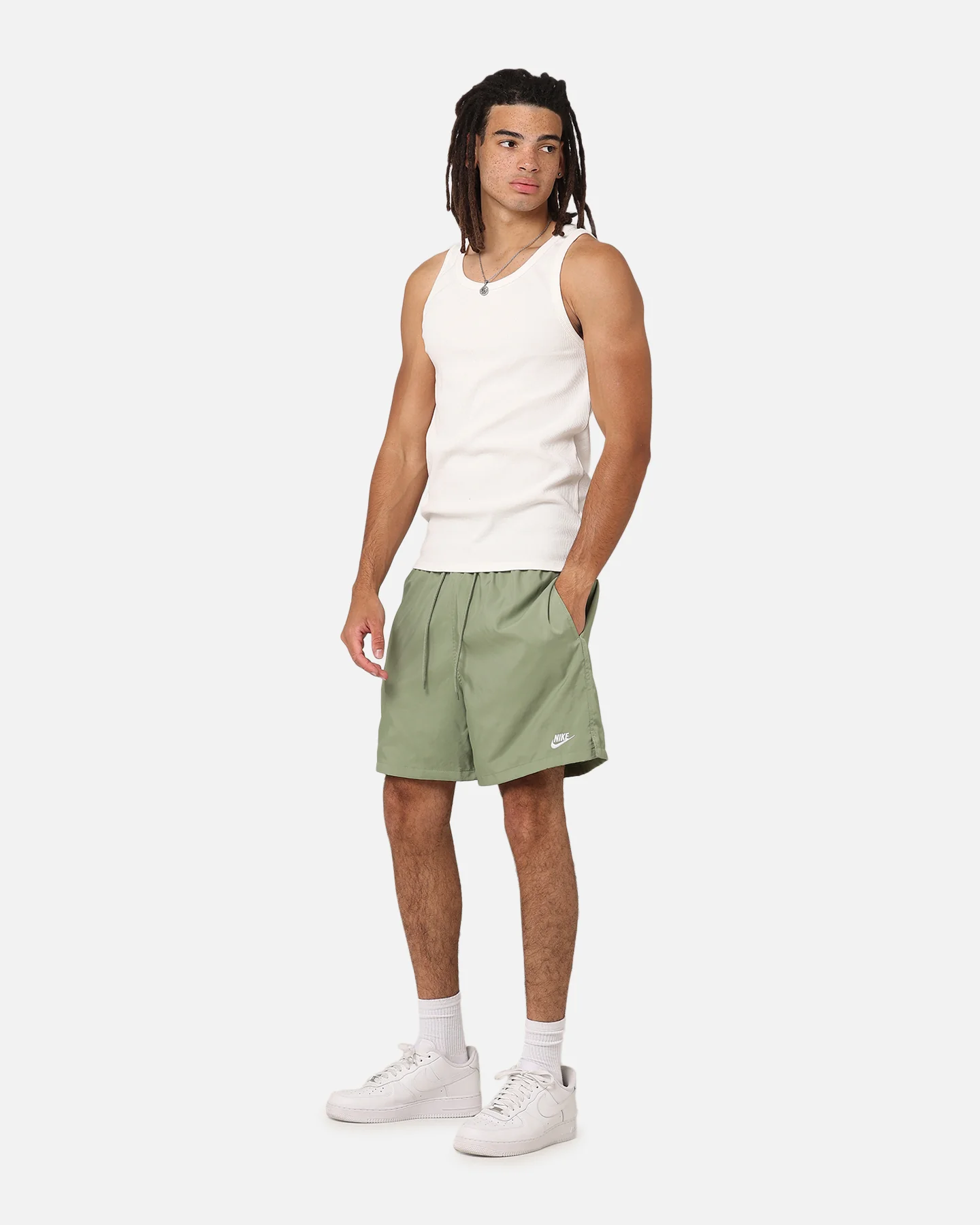 Nike Club Flow Shorts Oil Green/White - Image 2