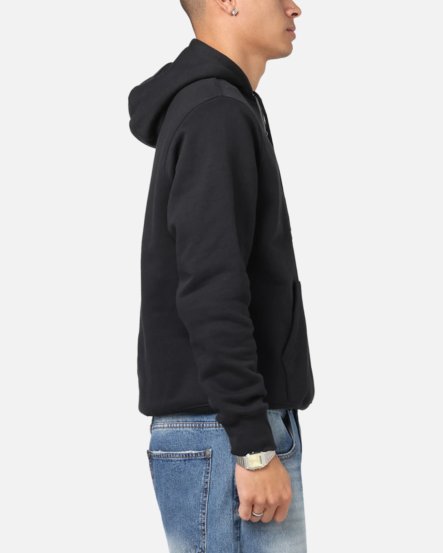 Nike Club Pullover Fleece Hoodie Black/Black/White - Image 4