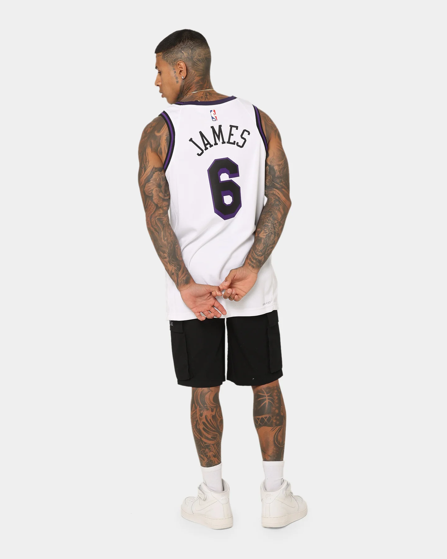 Nike LeBron James Los Angeles Lakers #6 City Edition Nike Dri-FIT NBA Swingman Jersey White - Image 8