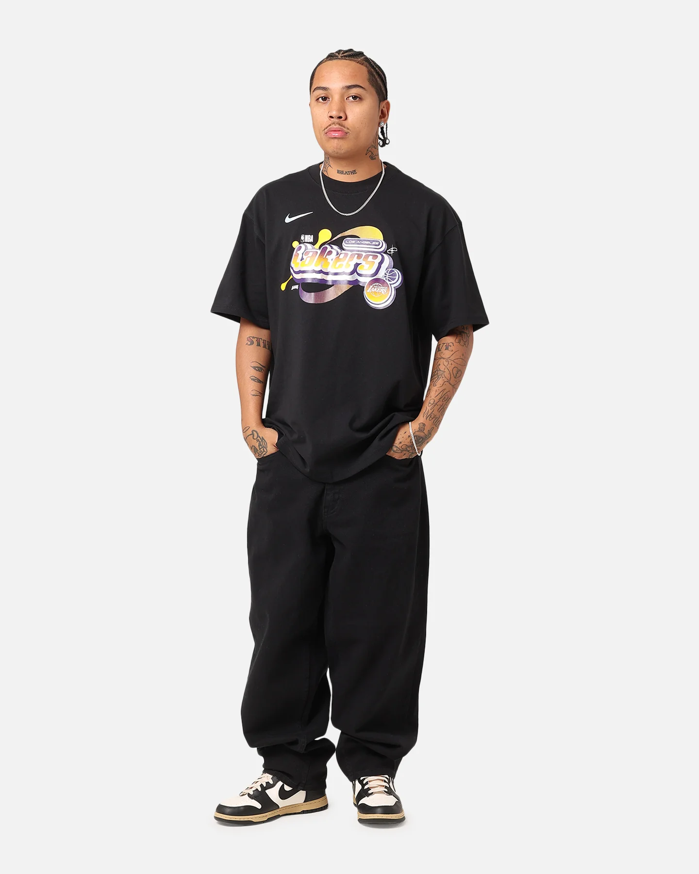 Nike Los Angeles Lakers NBA Max90 Courtside T-Shirt Black - Image 2