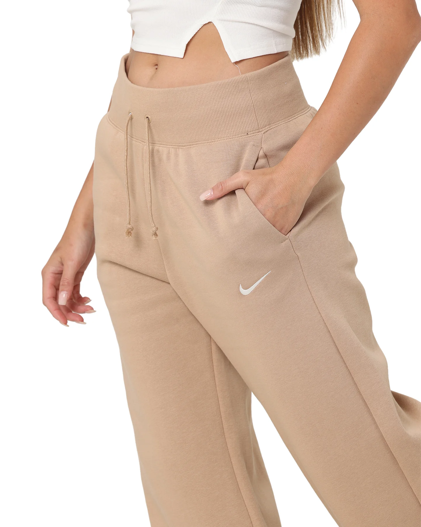 Nike Women's Nike Sportswear Phoenix Fleece High-Waisted Wide-Leg Sweatpants Hemp/Sail - Image 4