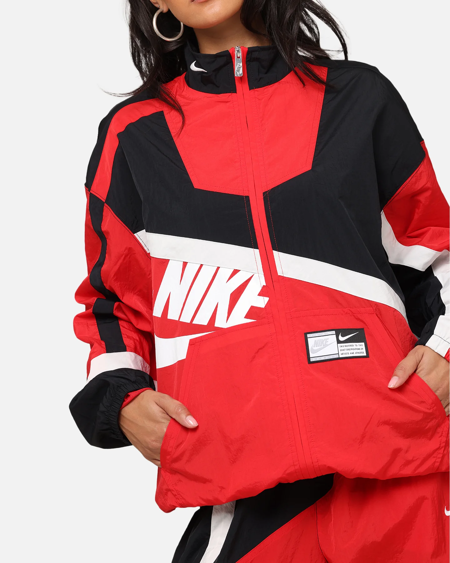 Nike Women's Oversized Street Woven Jacket University Red/Black/Sail - Image 7