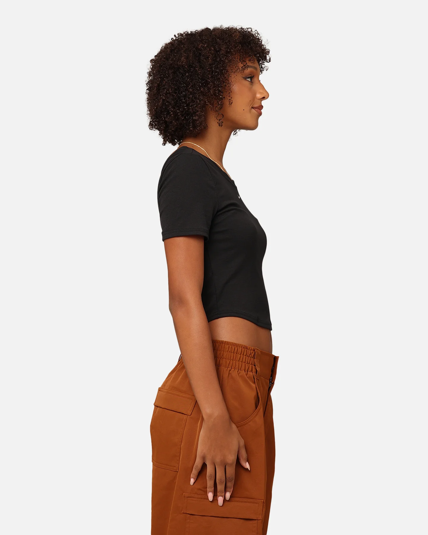 Nike Women's Sportswear Chill Knit Tight Scoop-Back Mini-Rib Top Black/Sail - Image 5