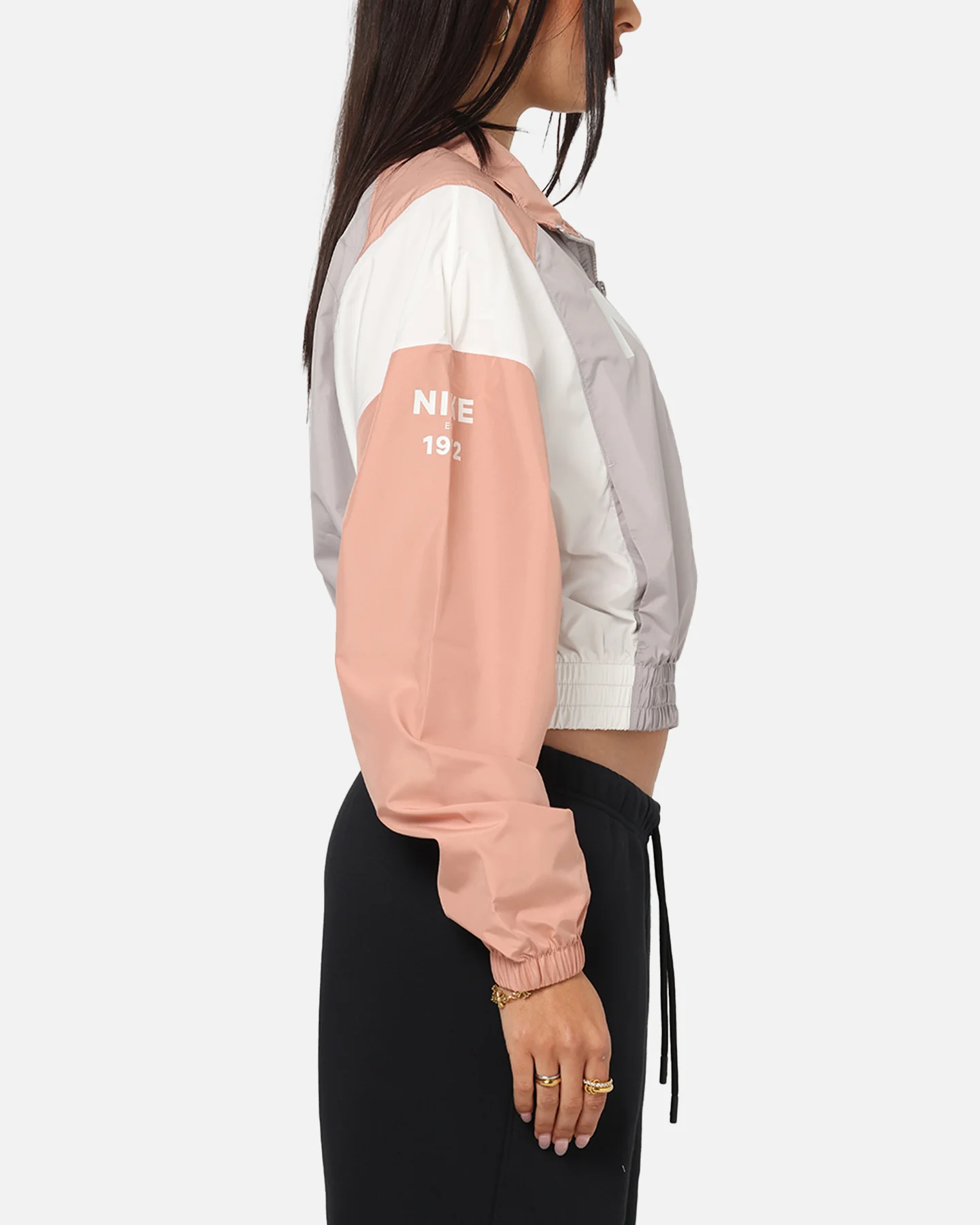 Nike Women's Sportswear Classic Woven Lightweight 1/4-Zip Jacket College Grey/Rose Gold/Sail - Image 4