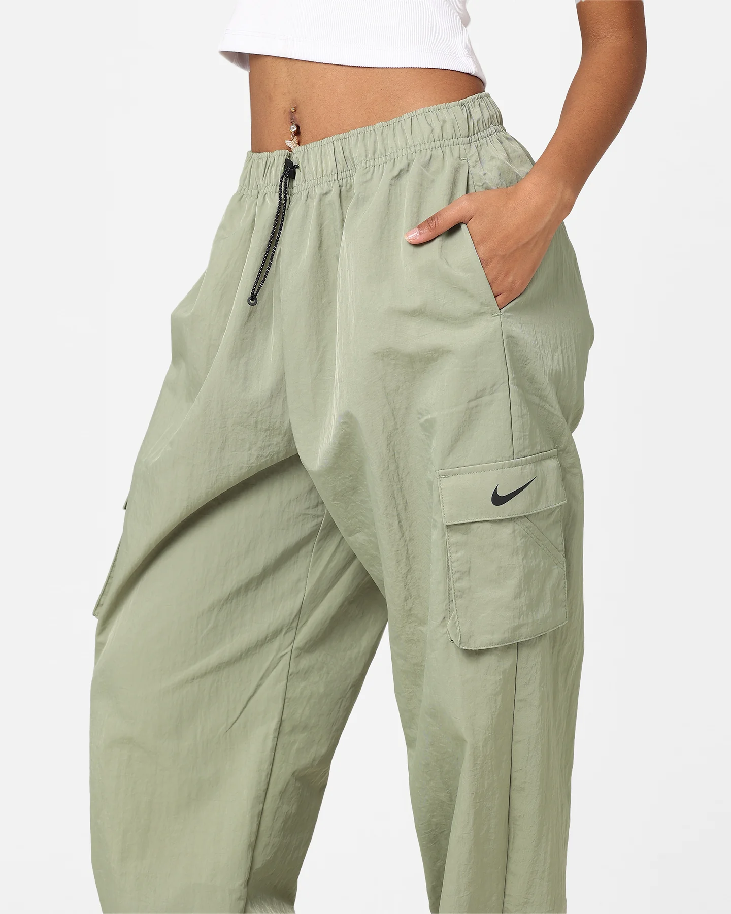 Nike Women's Sportswear Essential High-Rise Woven Cargo Pants Oil Green/Black - Image 4
