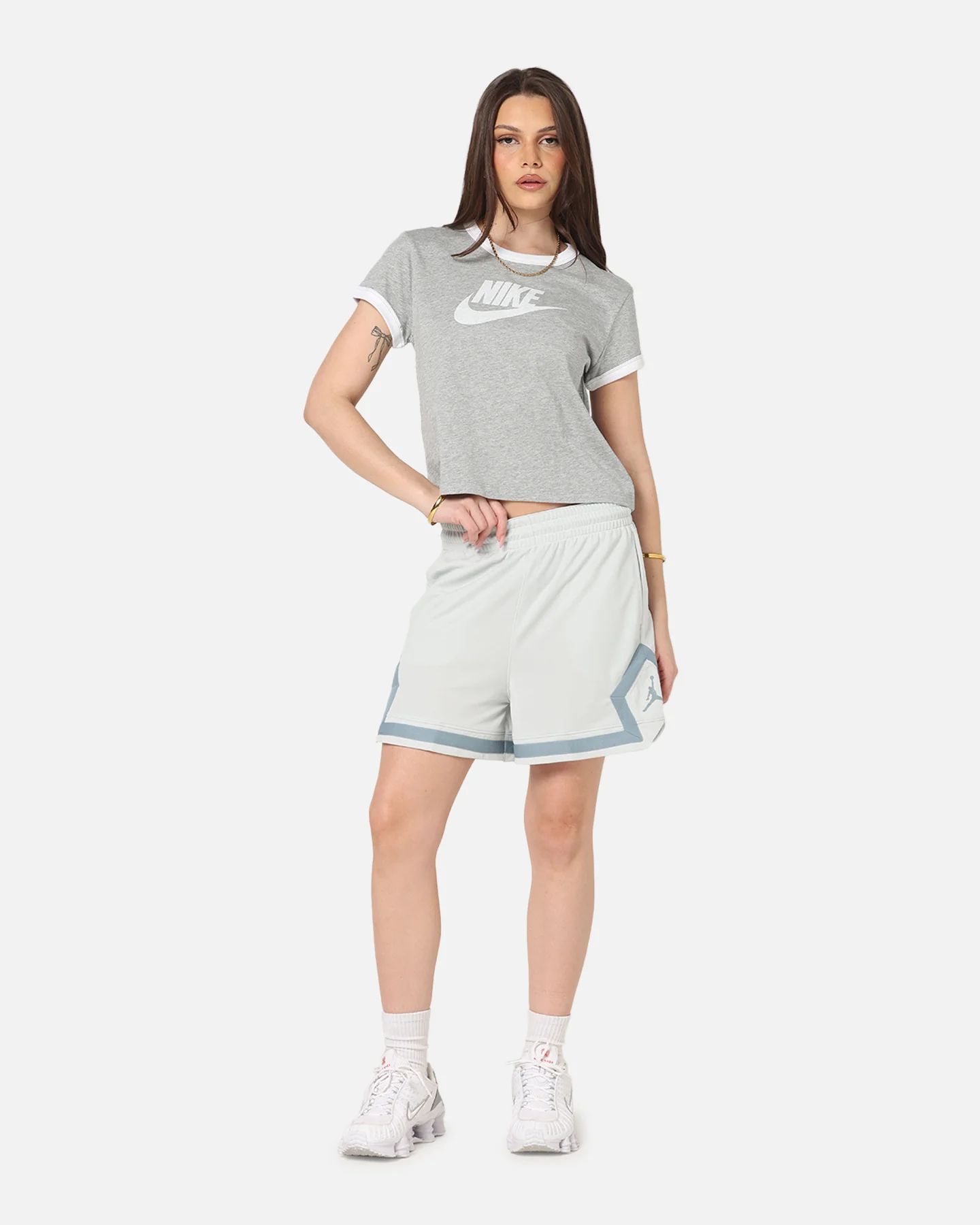 Nike Women's Sportswear Graphic Ringer T-Shirt Dark Grey Heather - Image 2