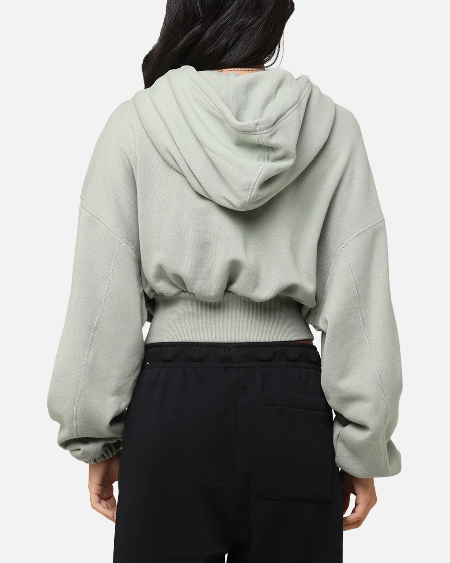 Nike Women's Sportswear Oversized Cropped Fleece Pullover Hoodie Jade Horizon - Image 3