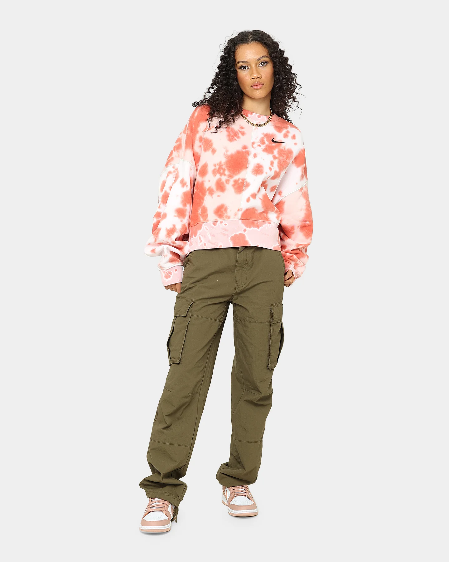 Nike Women's Sportswear Oversized Fleece Tie-Dye Crewneck Atmosphere - Image 2