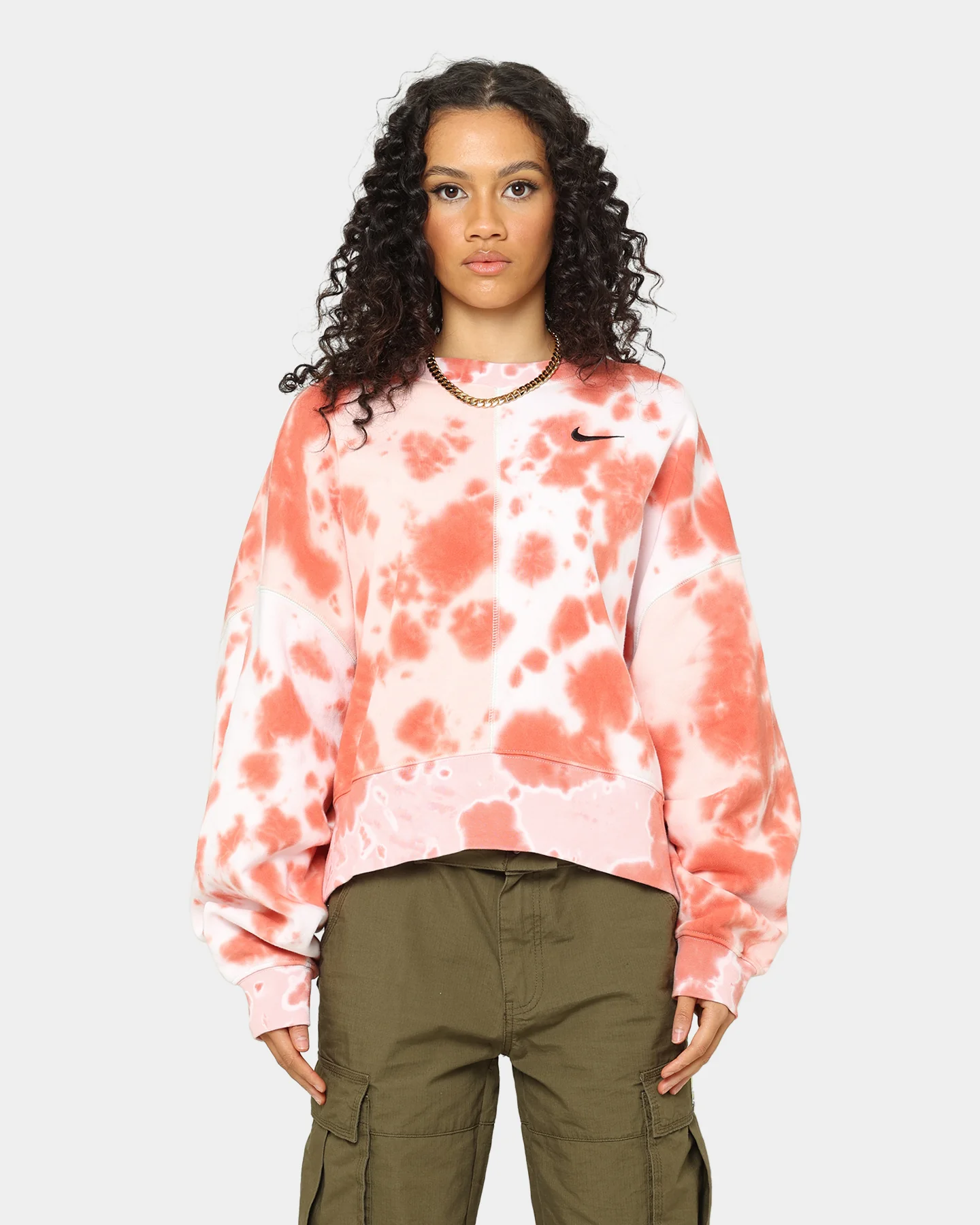 Nike Women's Sportswear Oversized Fleece Tie-Dye Crewneck Atmosphere - Image 3