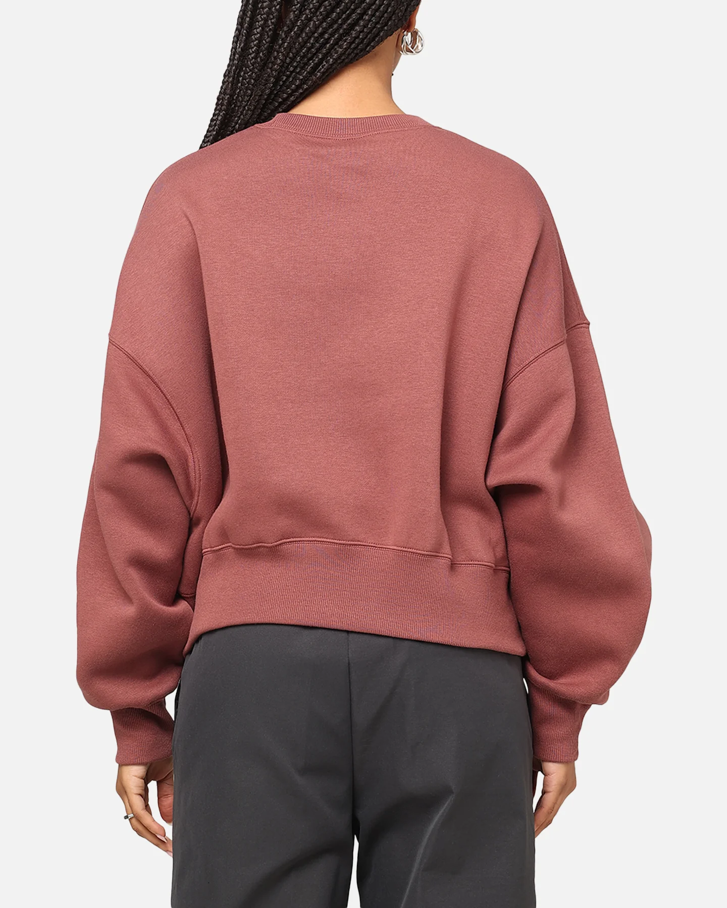Nike Women's Sportswear Pheonix Fleece Oversized Logo Crewneck Red Sepia/Platinum Violet - Image 3