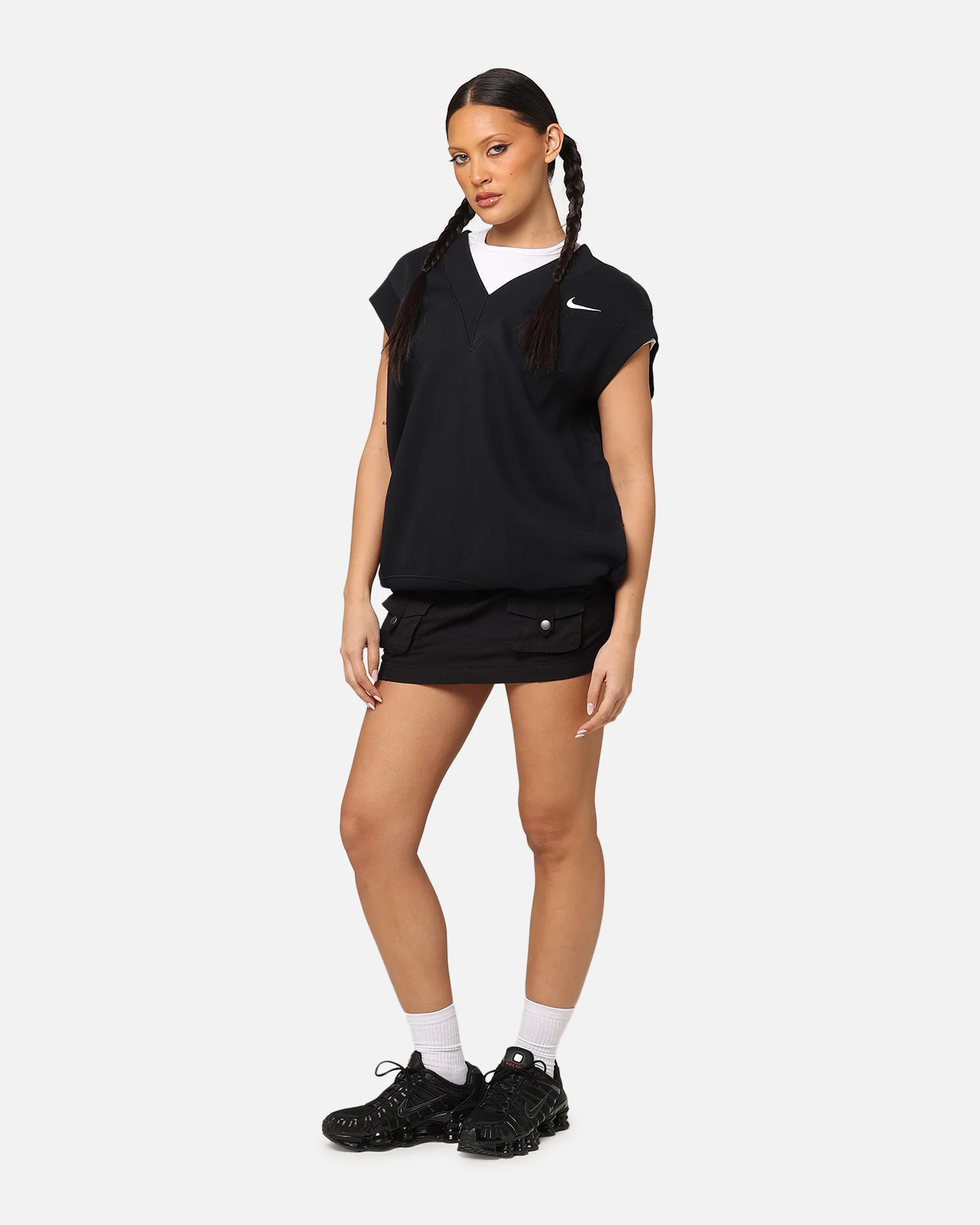 Nike Women's Sportswear Pheonix Fleece V-Neck Vest Black/Sail - Image 2