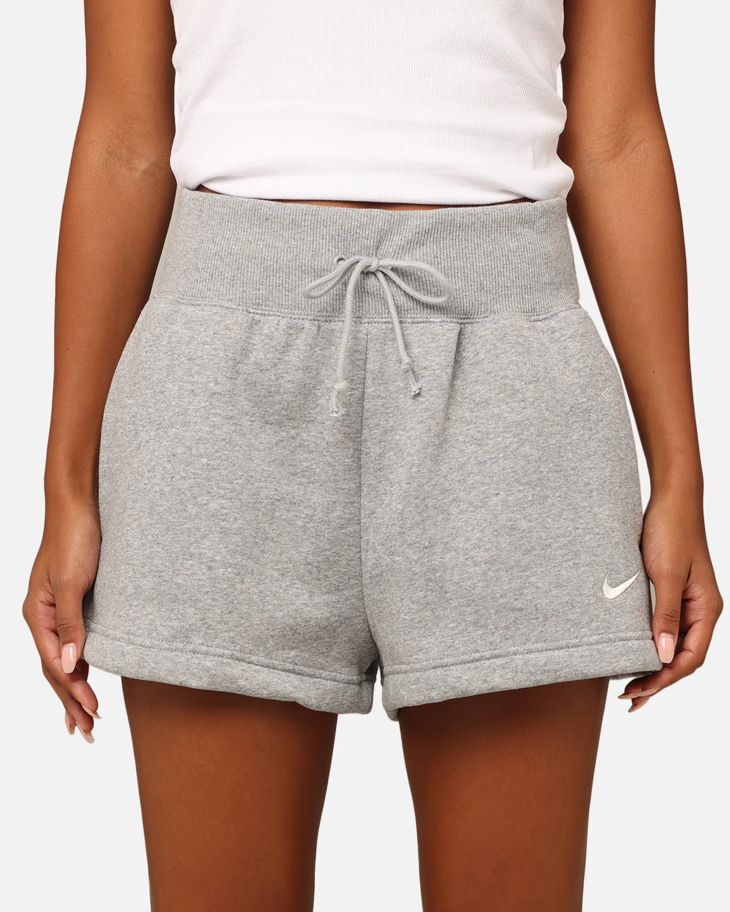 Nike Women's Sportswear Phoenix Fleece High Rise Shorts Dark Grey Heather - Image 7