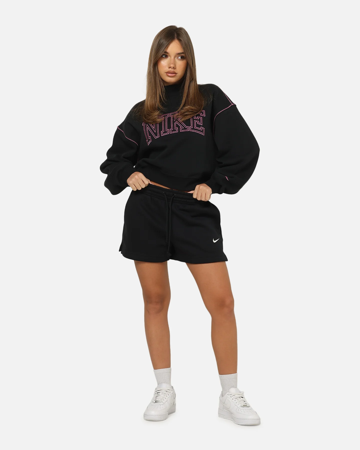 Nike Women's Sportswear Phoenix Fleece Mid-Rise 4" Shorts Black/Sail - Image 2