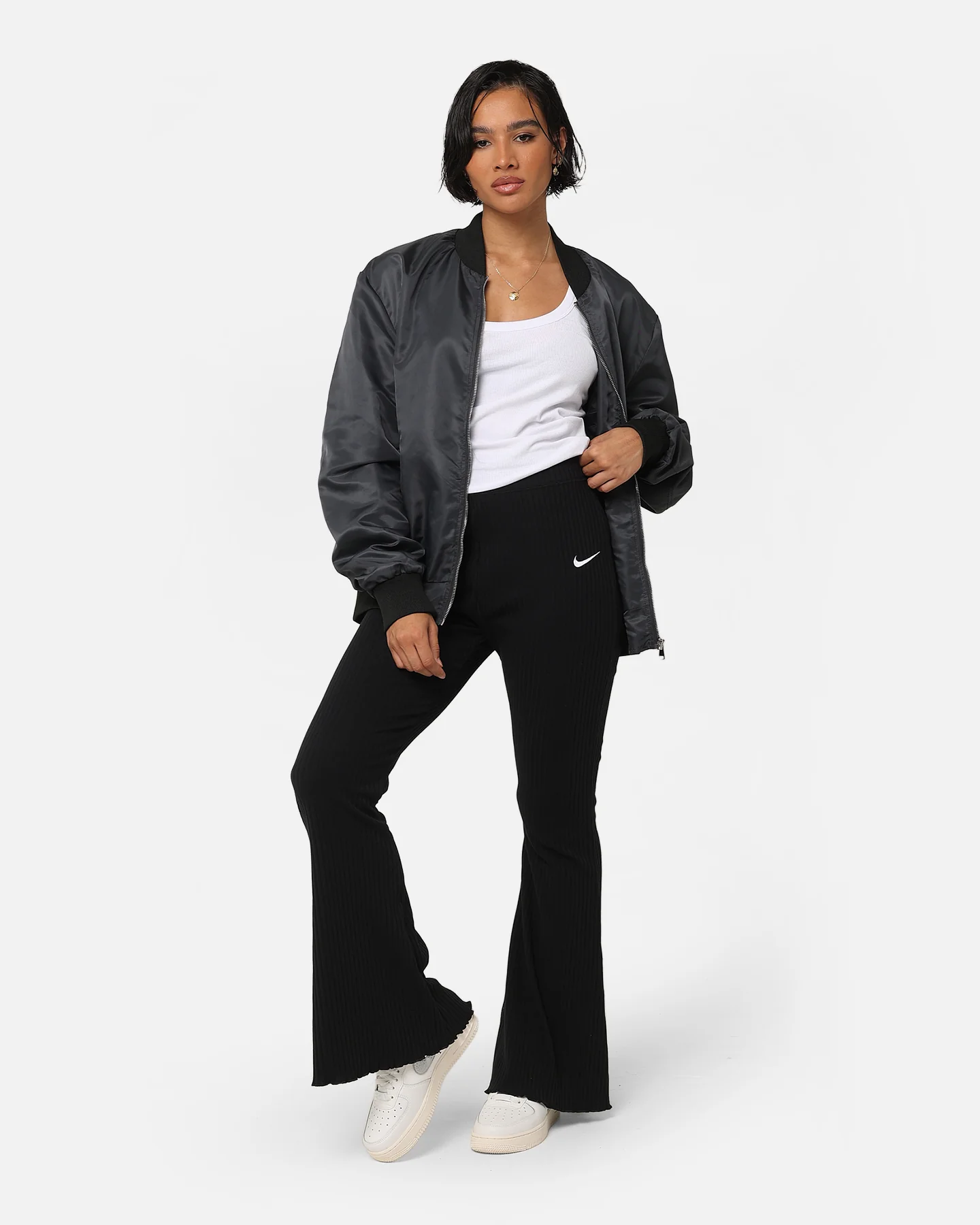 Nike Women's Sportswear Ribbed Jersey Pants Black/White - Image 2
