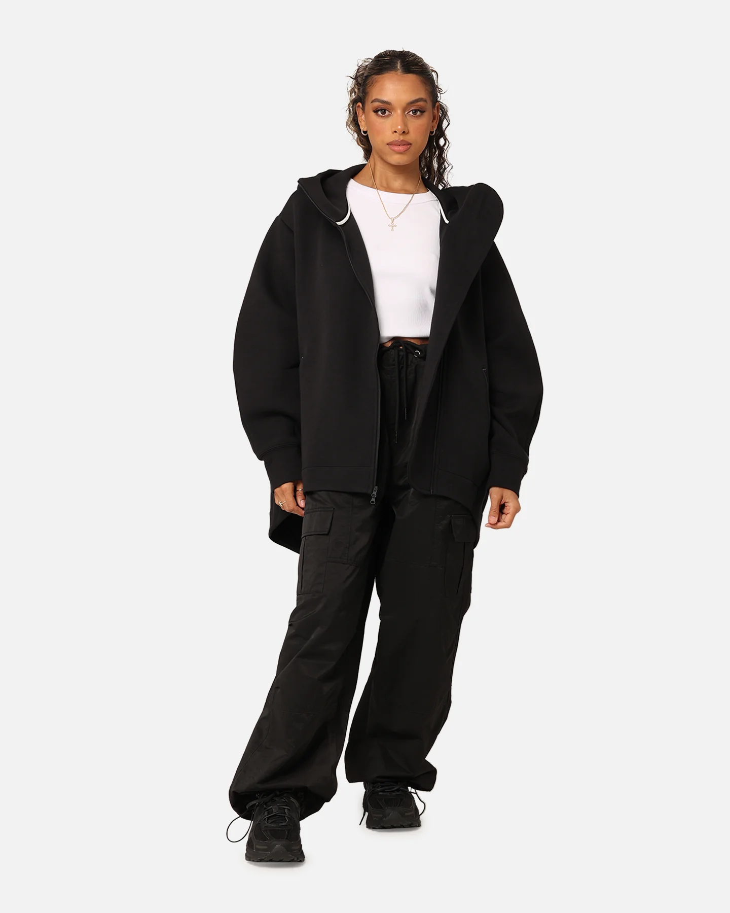 Nike Women's Sportswear Tech Fleece Oversized Full-Zip Hoodie Cape Black/Black - Image 2