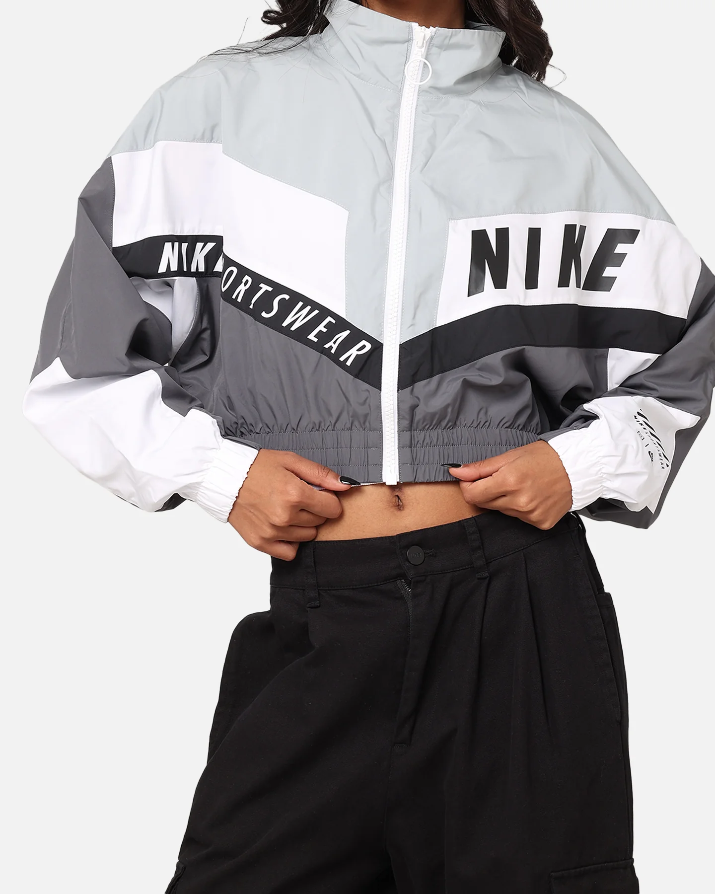 Nike Women's Sportswear Woven Street Jacket Iron Grey/Light Pumice/White - Image 7