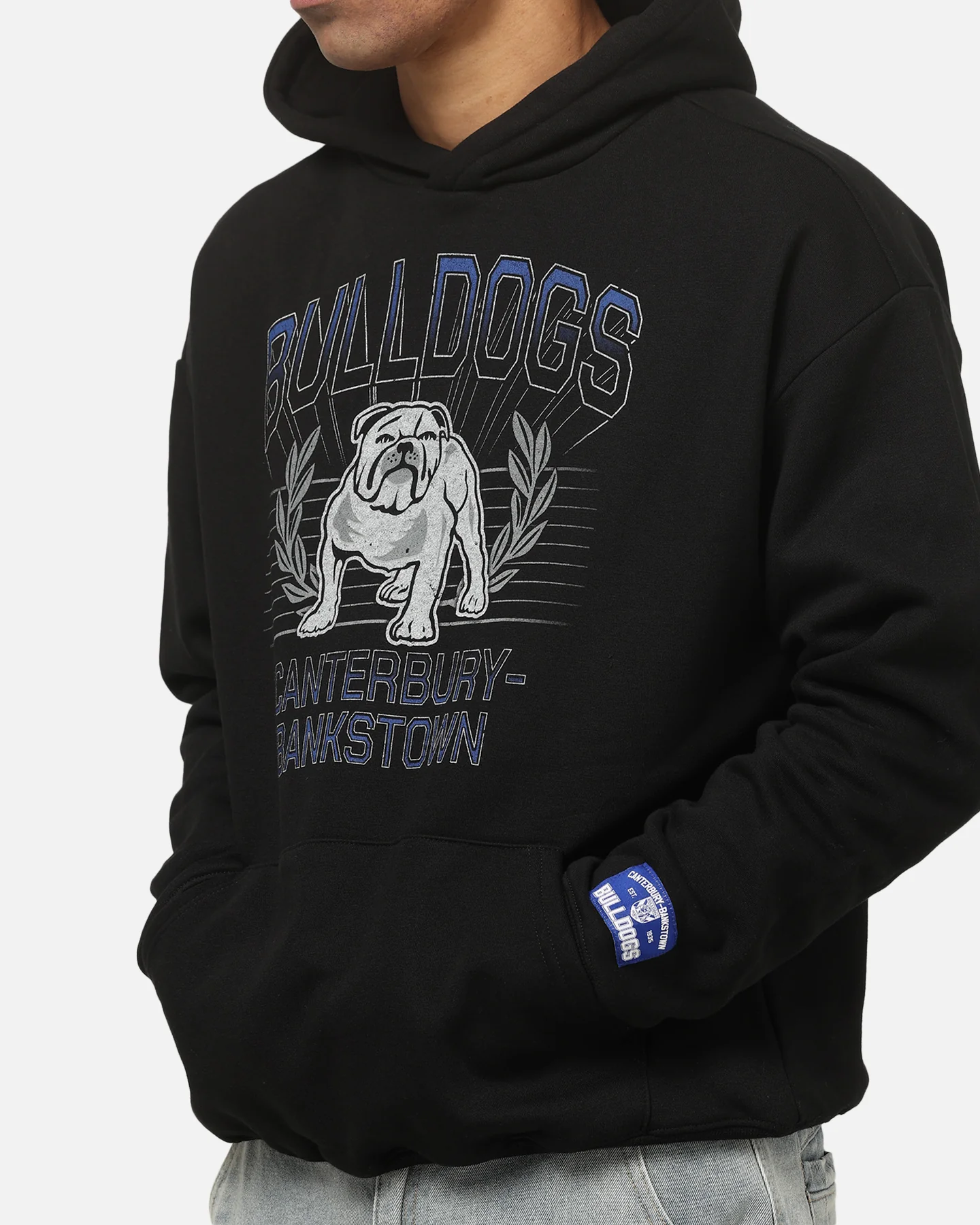 Bleacher Athletic Canterbury-Bankstown Bulldogs NRL Adult Club Wreath Hoodie Black - Image 6
