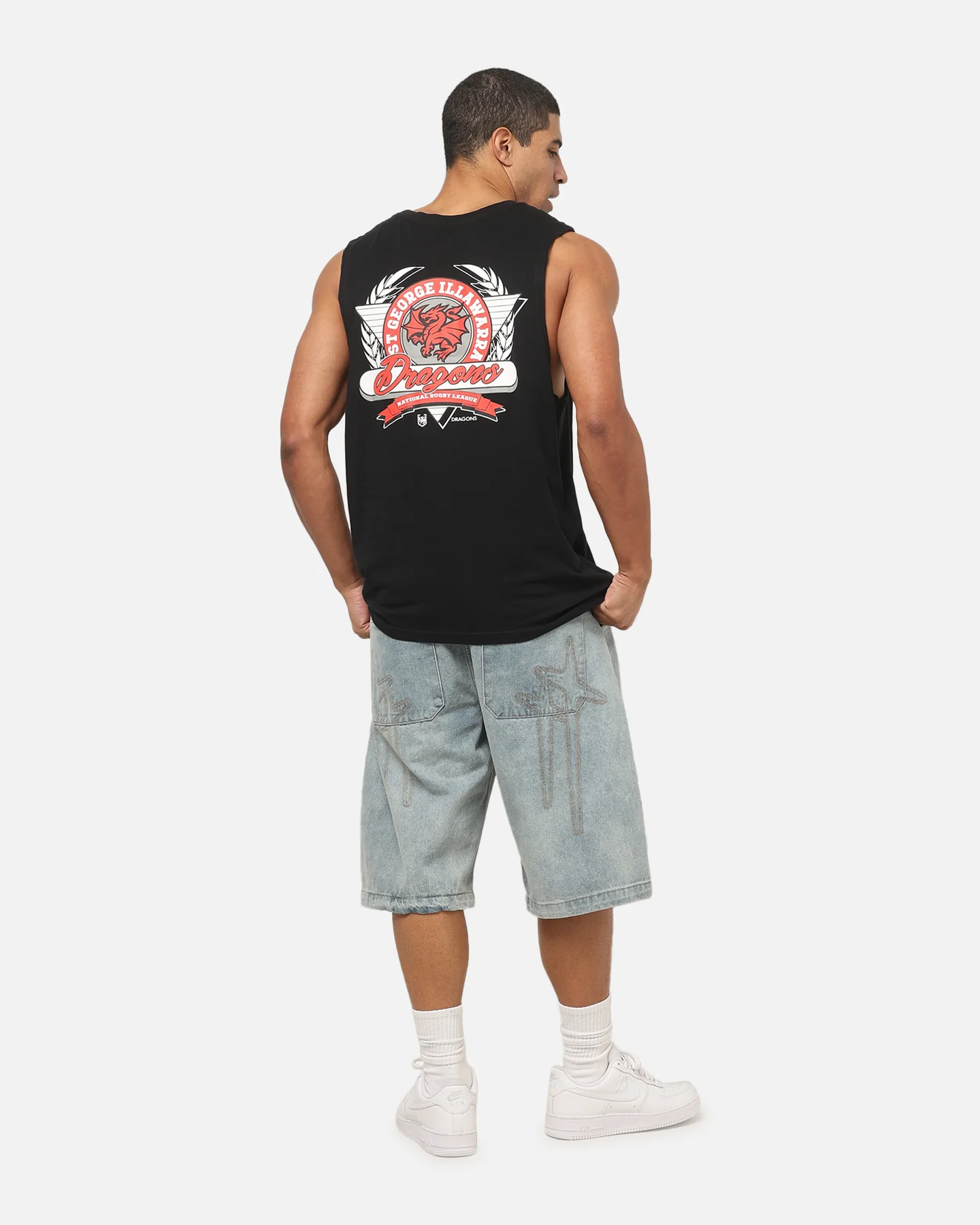 Bleacher Athletic St. George Illawarra Dragons NRL Adult Muscle T-Shirt Black - Image 3