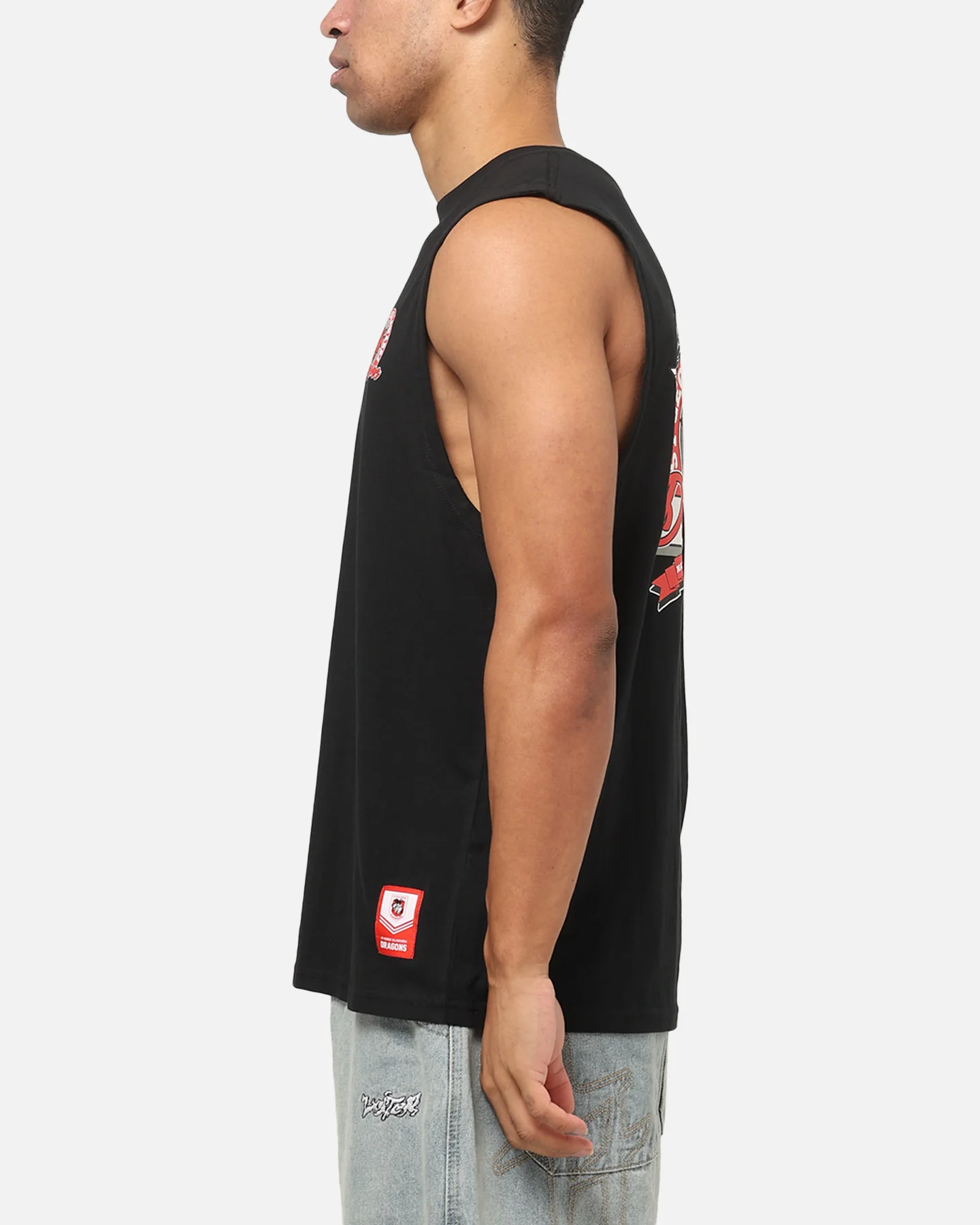 Bleacher Athletic St. George Illawarra Dragons NRL Adult Muscle T-Shirt Black - Image 6