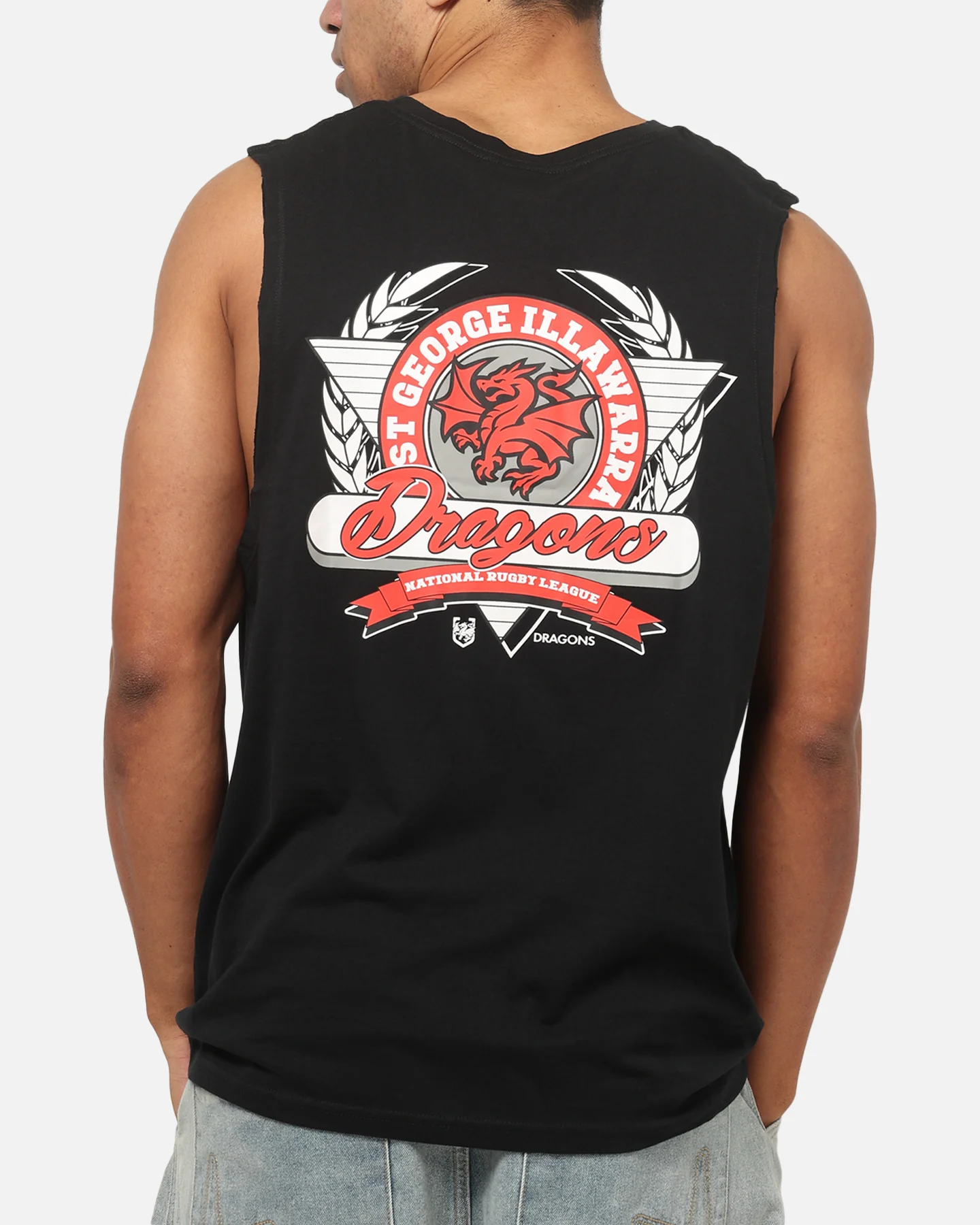 Bleacher Athletic St. George Illawarra Dragons NRL Adult Muscle T-Shirt Black - Image 7