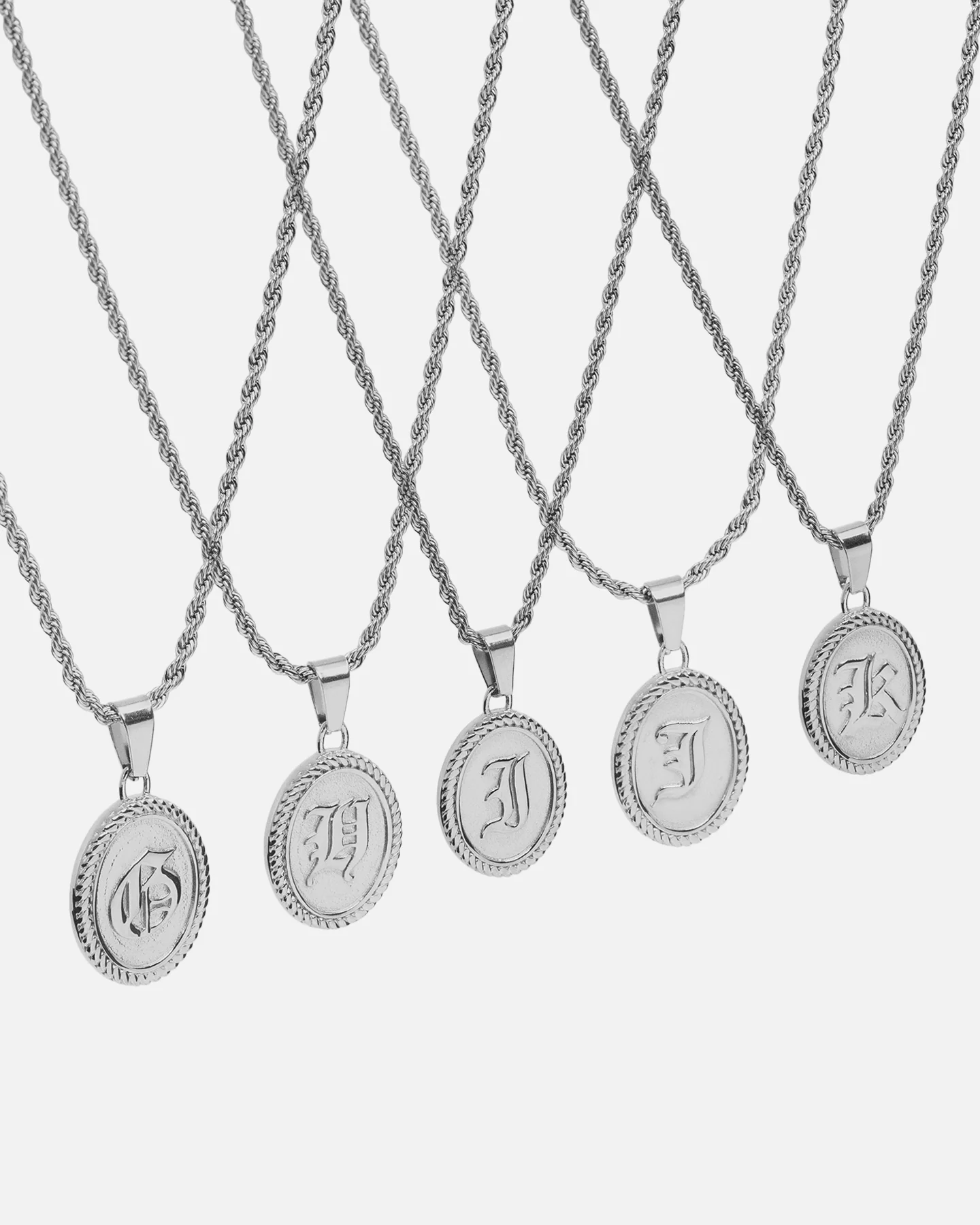 NXS Vintage Letter Necklace White Gold - Image 7