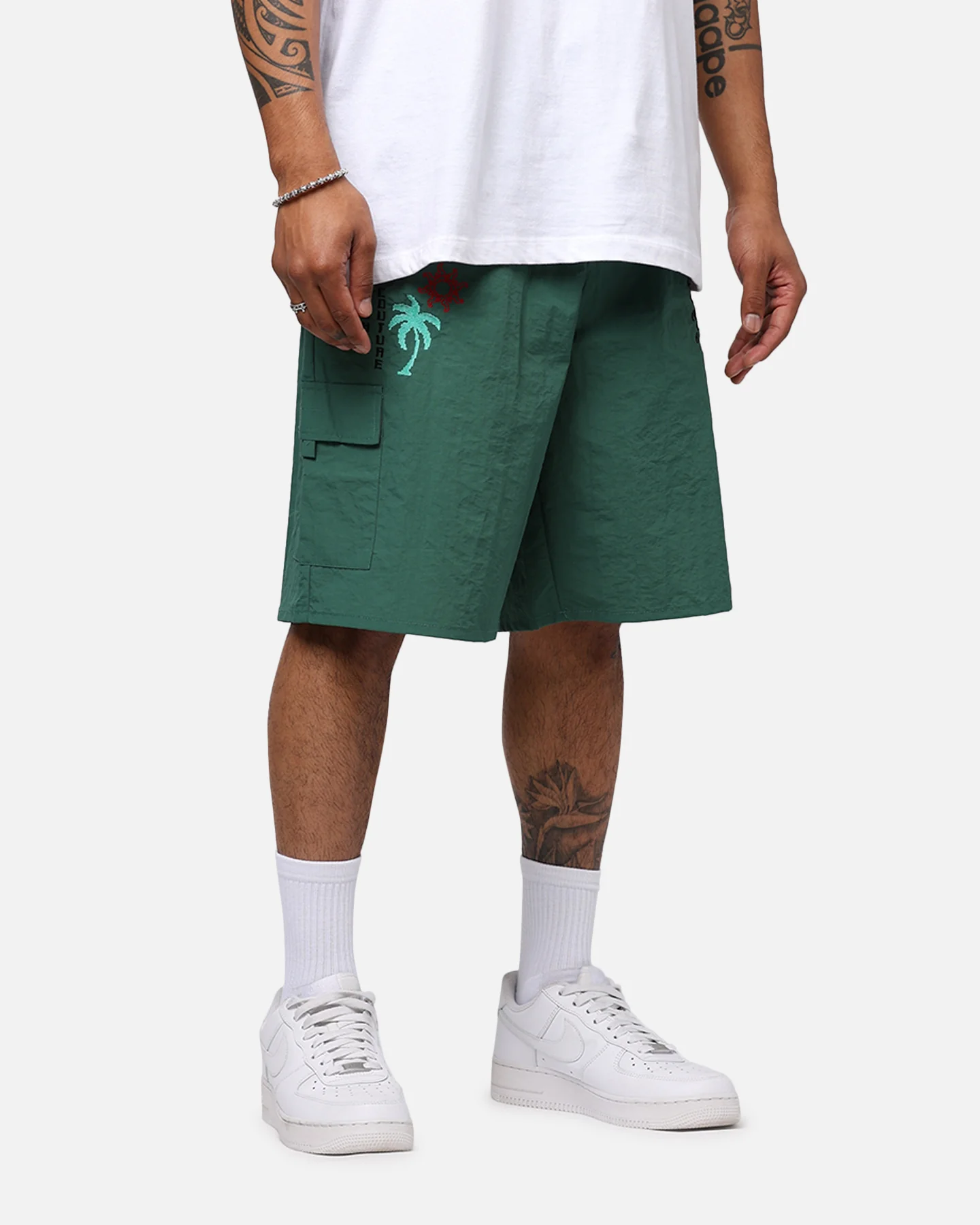 Pas De Mer Postcard Shorts Army Green - Image 7