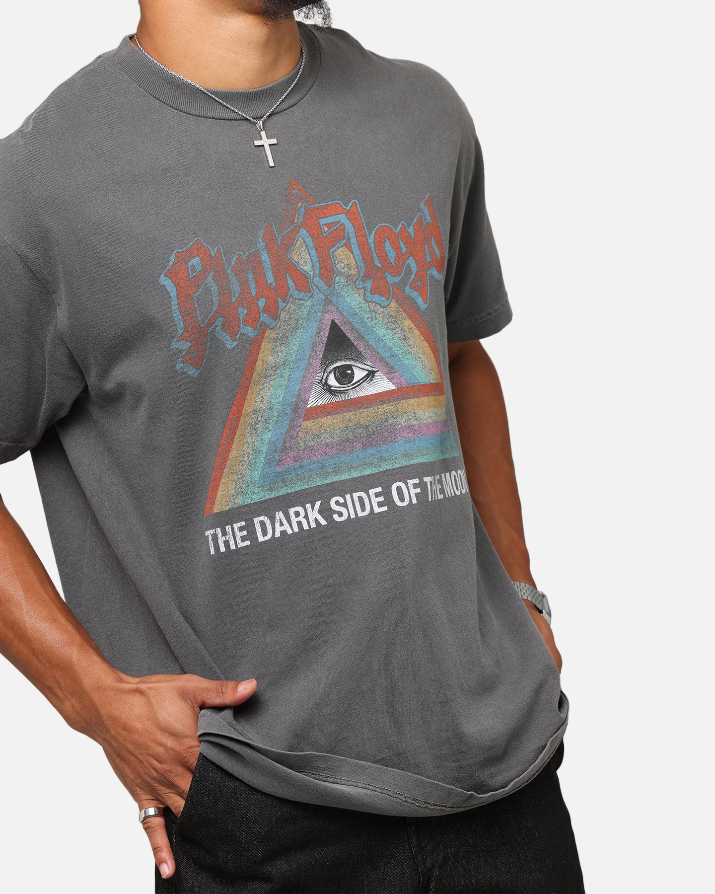 Pink Floyd Dark Side Rainbow T-Shirt Faded Black - Image 6