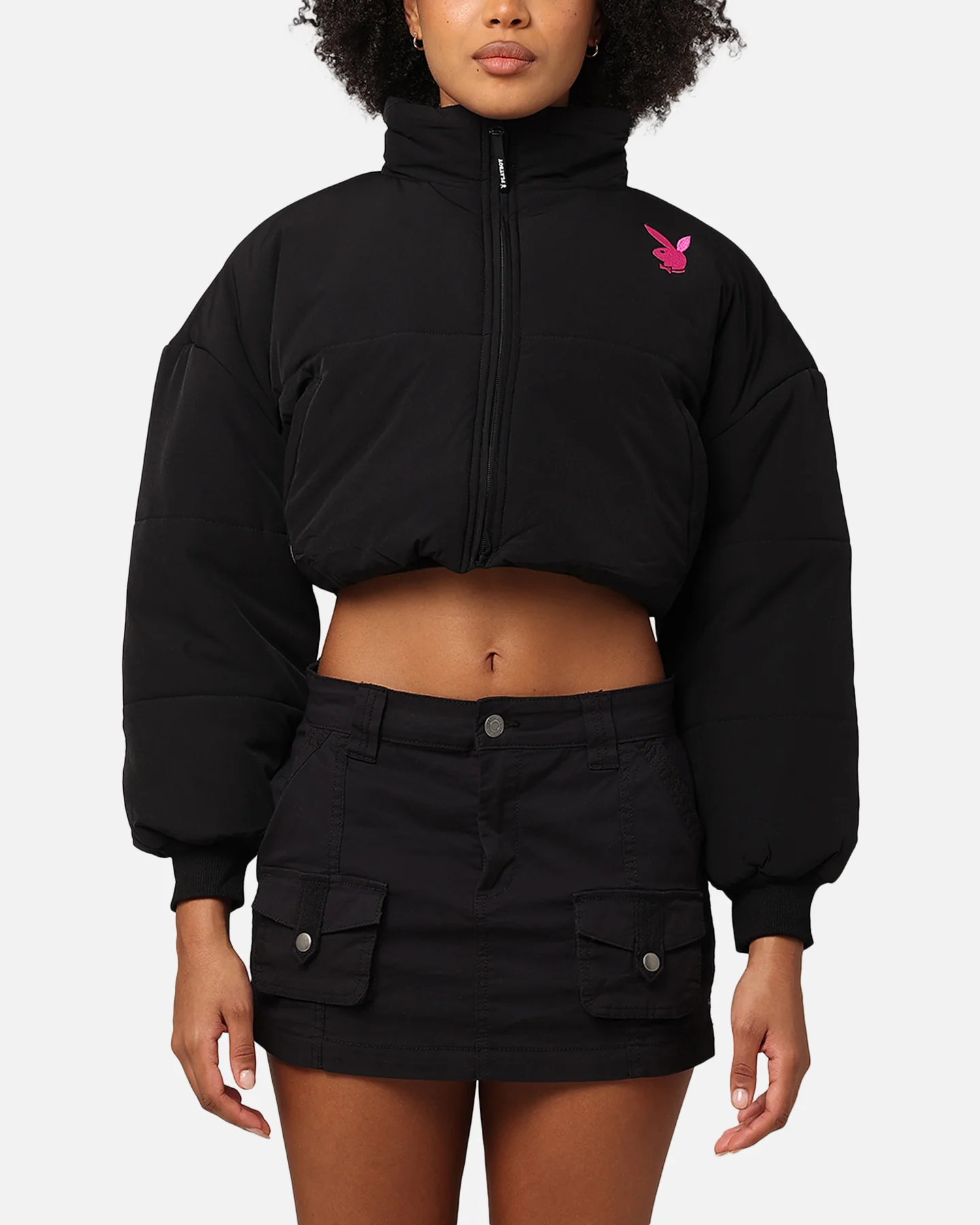 Playboy Bunny O Cropped Puffer Jacket Black - Image 2