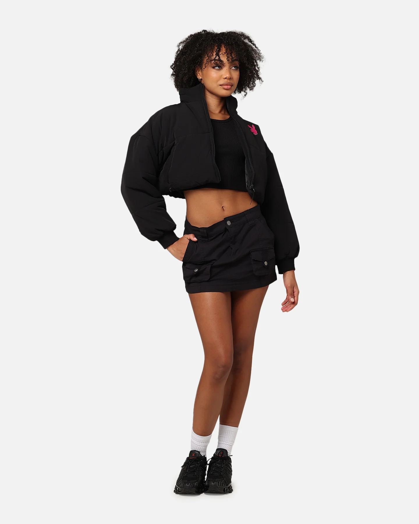 Playboy Bunny O Cropped Puffer Jacket Black - Image 3