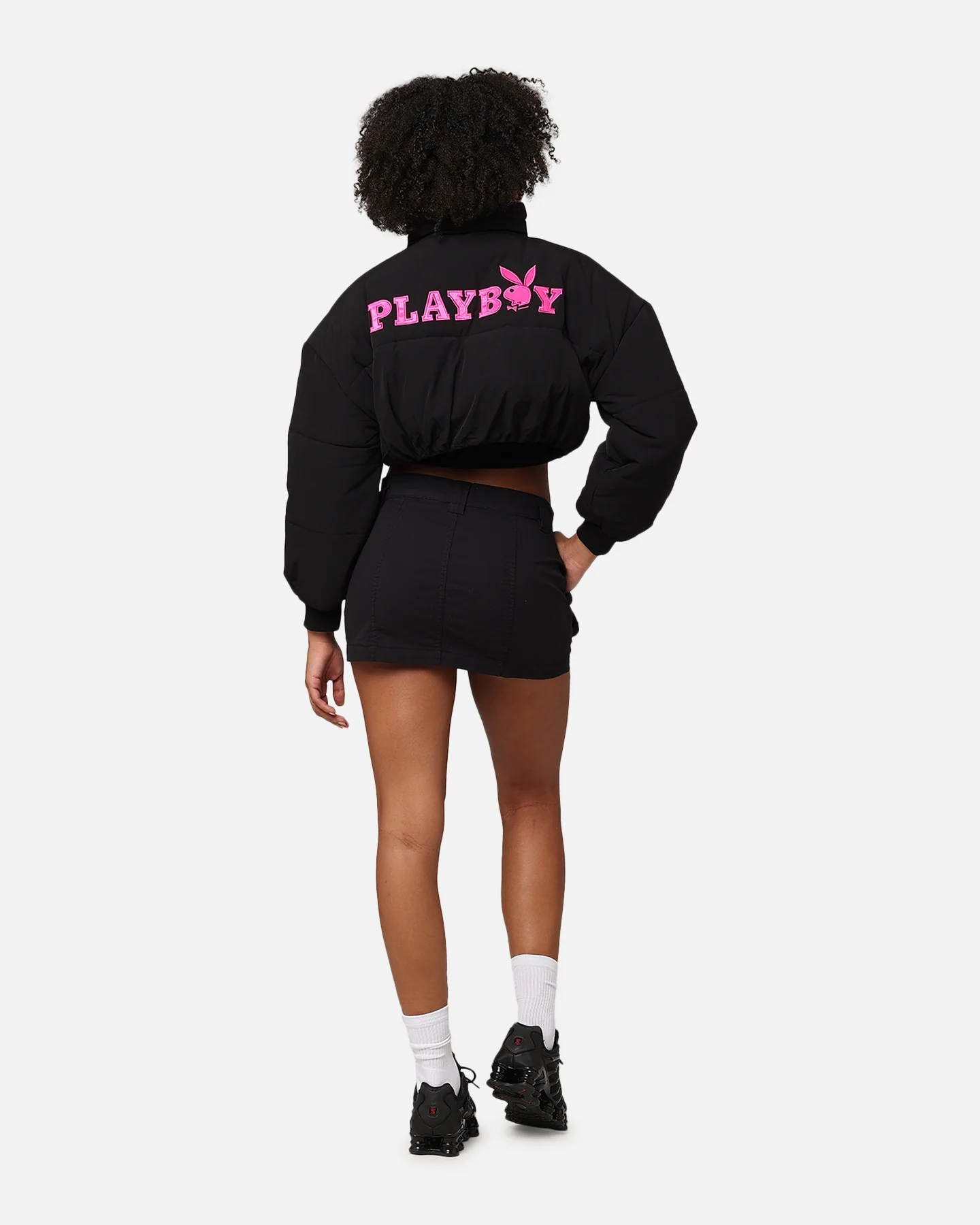 Playboy Bunny O Cropped Puffer Jacket Black - Image 4