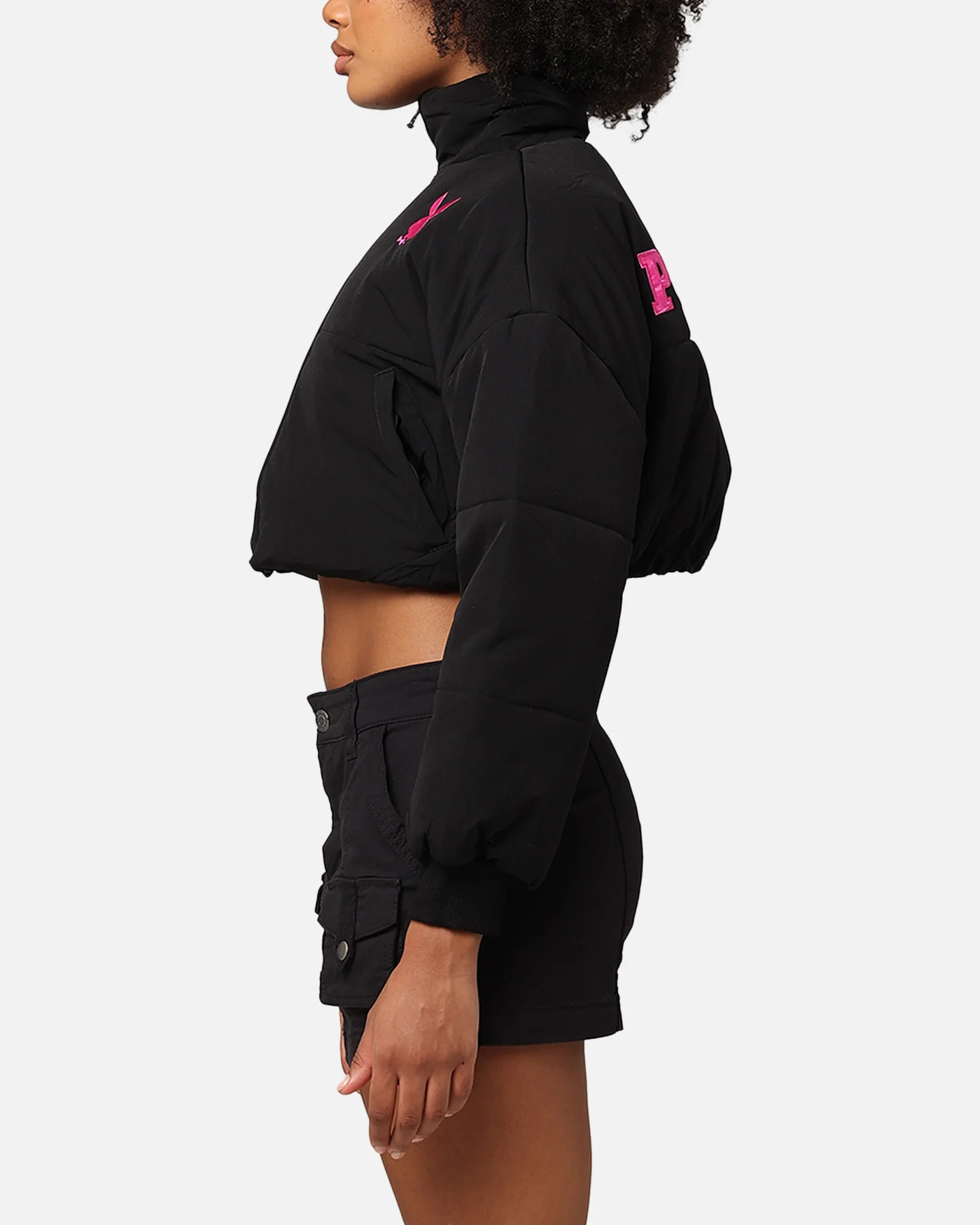 Playboy Bunny O Cropped Puffer Jacket Black - Image 6