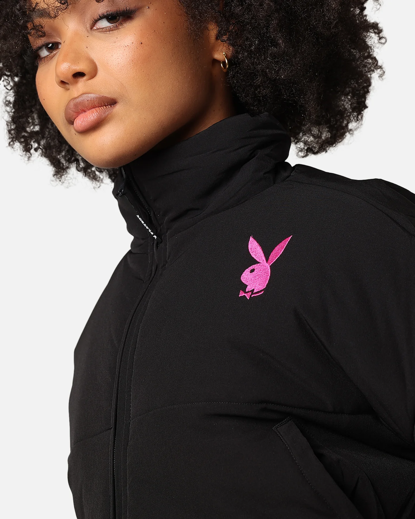Playboy Bunny O Cropped Puffer Jacket Black - Image 7
