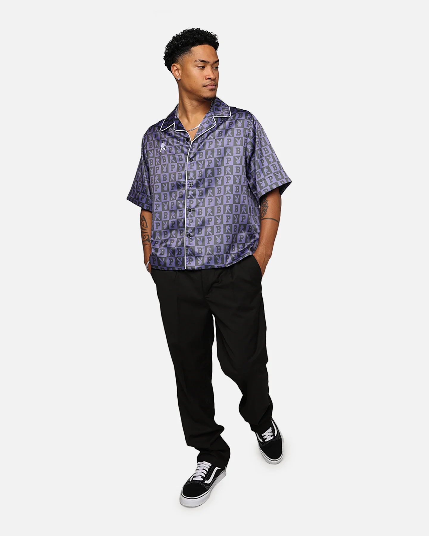 Playboy By Culture Kings Mechanic Shirt Black/Purple - Image 3