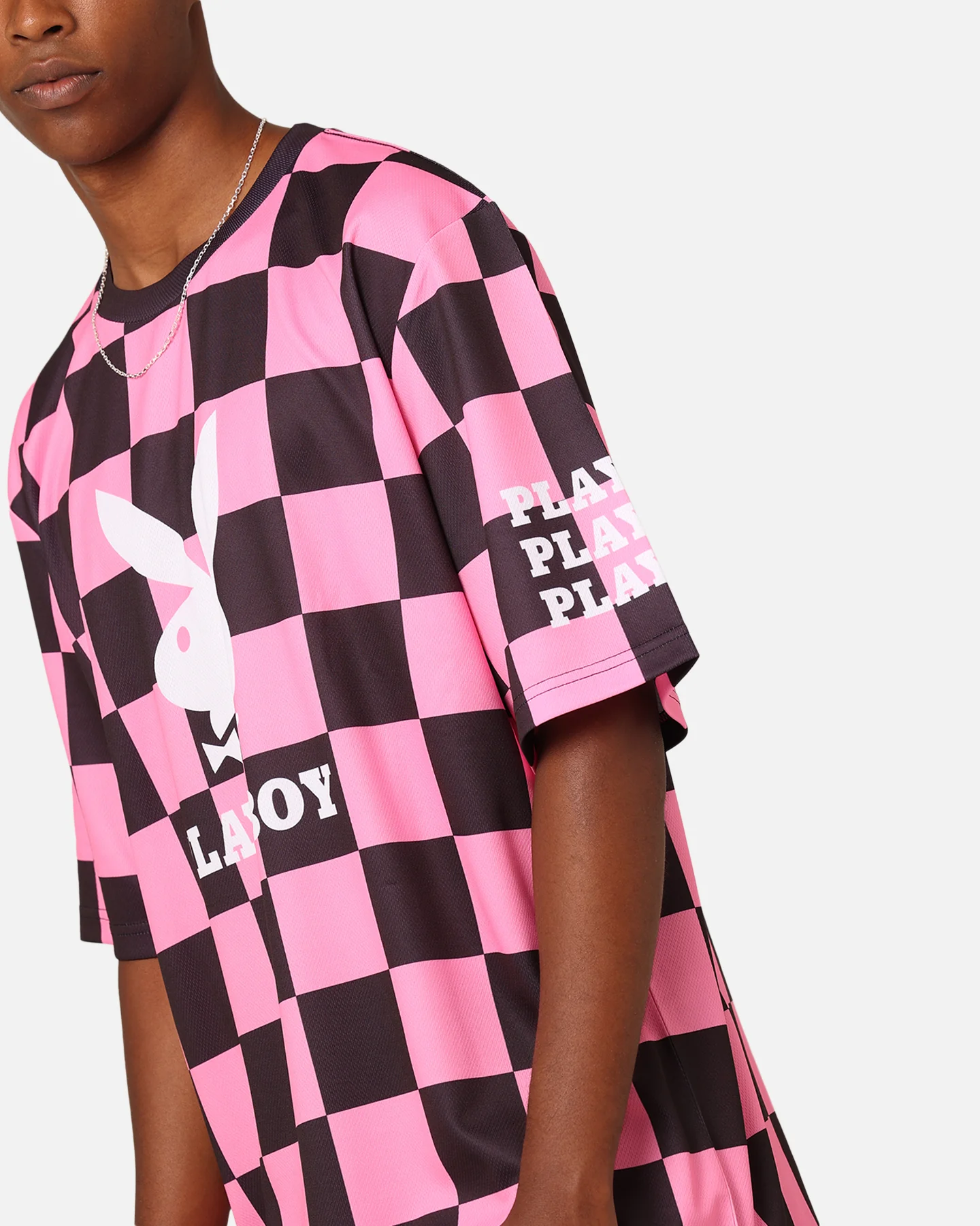 Playboy Checkered Soccer Jersey Pink/Black - Image 6