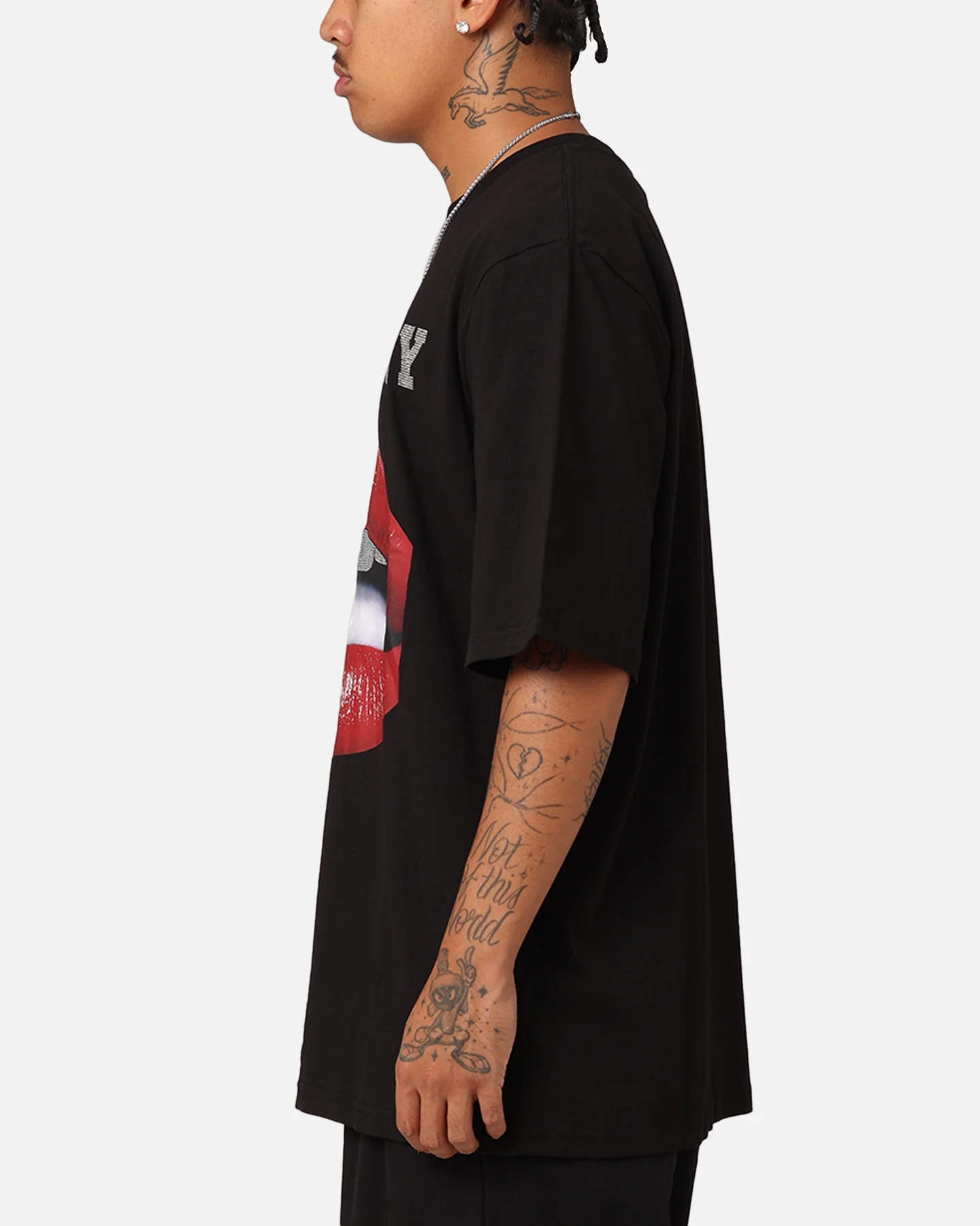 Playboy Diamanté Lips T-Shirt Black - Image 6