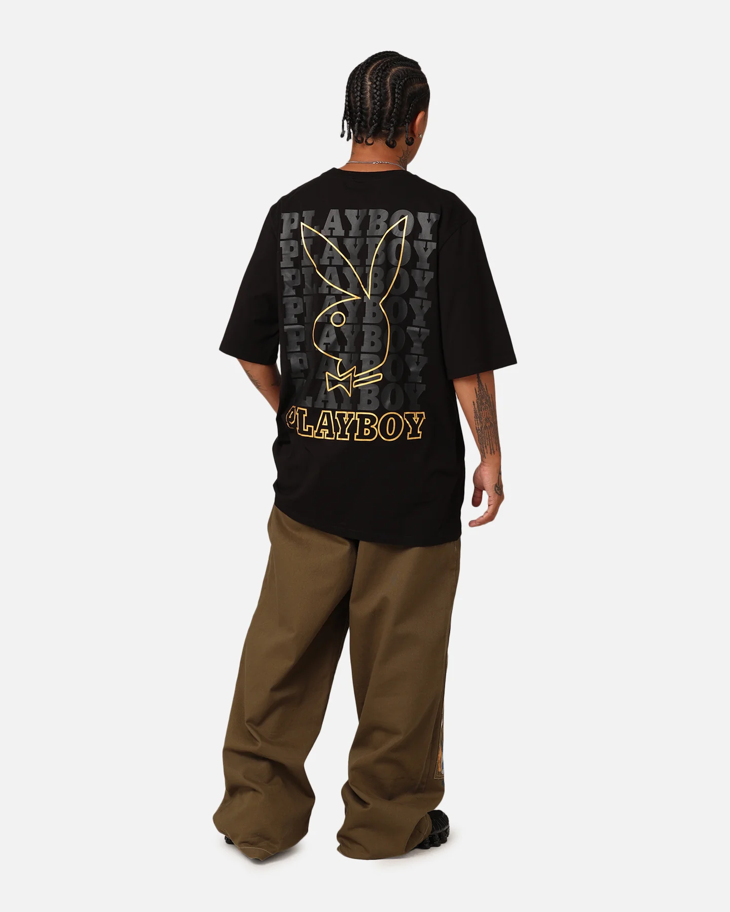 Playboy Linear Classic Bunny Stack T-Shirt Black - Image 3
