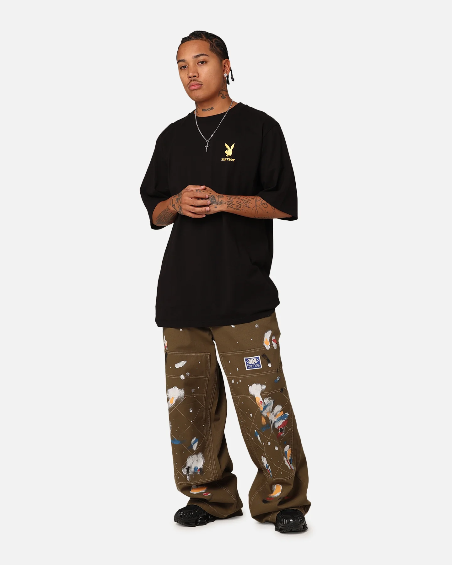 Playboy Linear Classic Bunny Stack T-Shirt Black - Image 4
