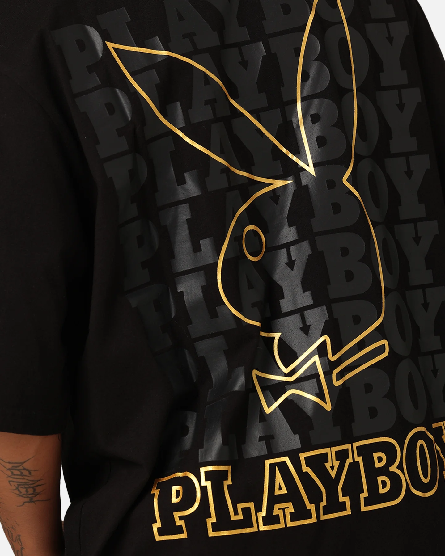 Playboy Linear Classic Bunny Stack T-Shirt Black - Image 7
