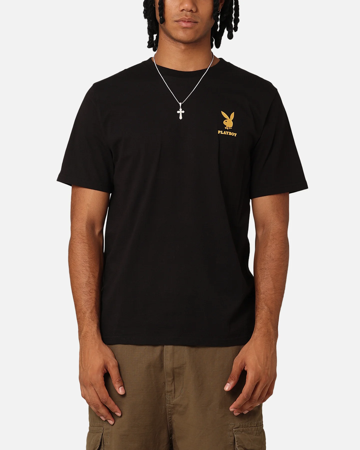 Playboy Linear Classic Bunny Stack T-Shirt Washed Black - Image 4