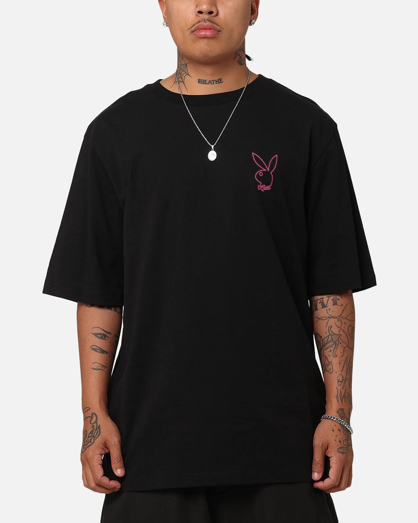 Playboy Neon Stack T-Shirt Black/Pink - Image 2