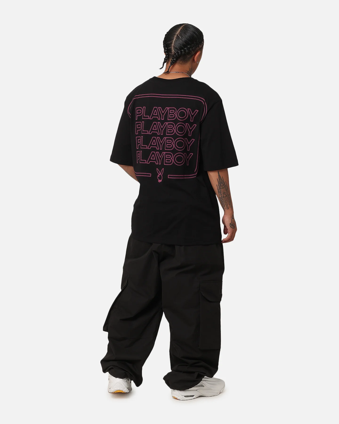 Playboy Neon Stack T-Shirt Black/Pink - Image 3