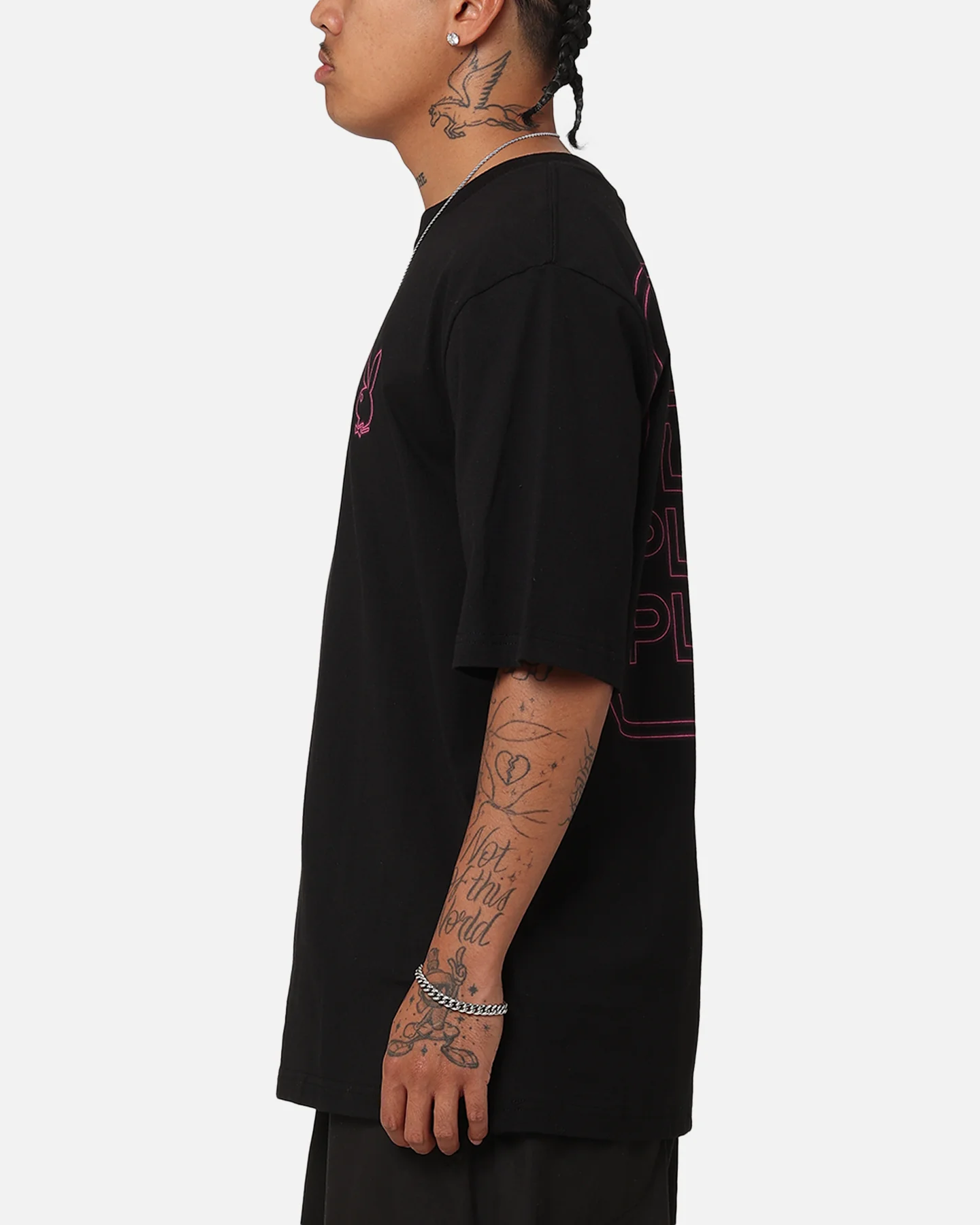 Playboy Neon Stack T-Shirt Black/Pink - Image 6
