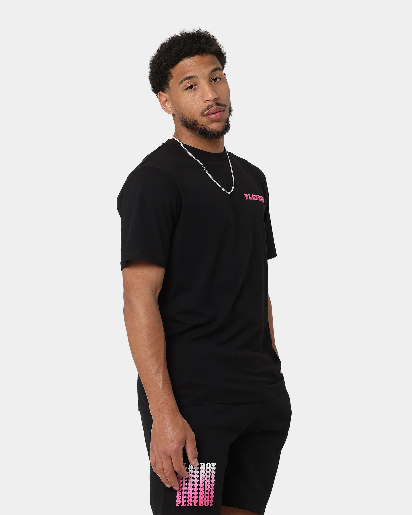 Playboy Stack Blend T-Shirt Black Magenta - Image 6