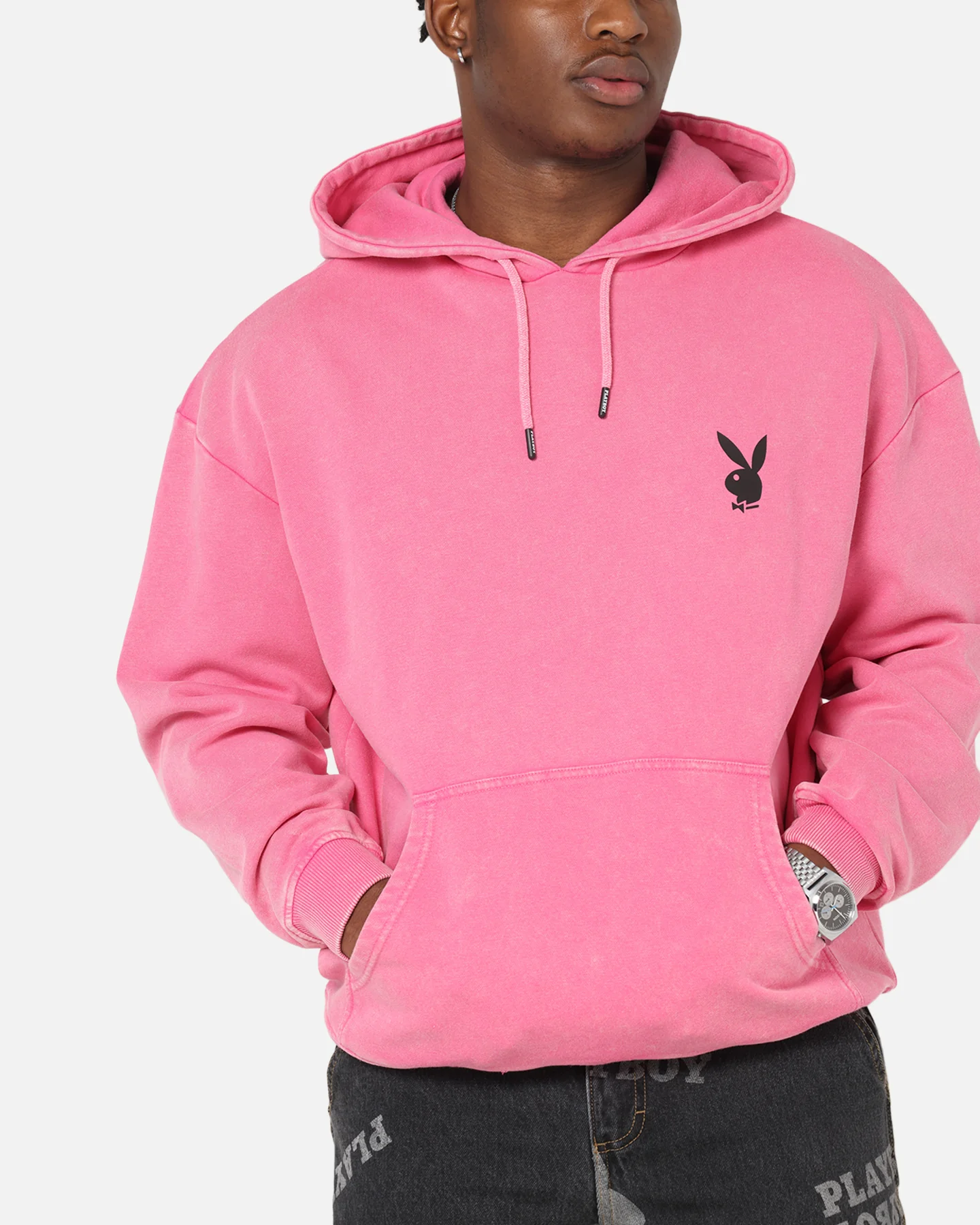 Playboy Stack Washed Hoodie Washed Raspberry - Image 7