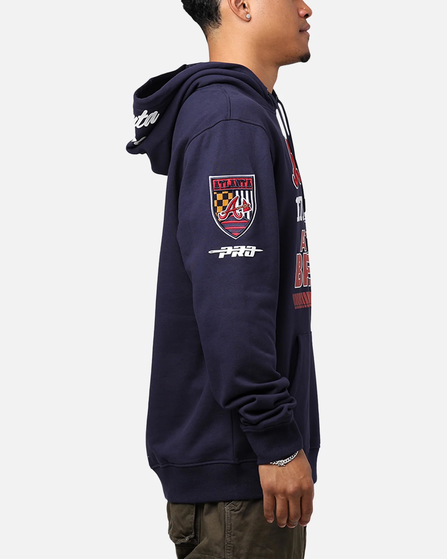 Pro Standard Atlanta Braves Fast Lane Hoodie Midnight Navy - Image 4