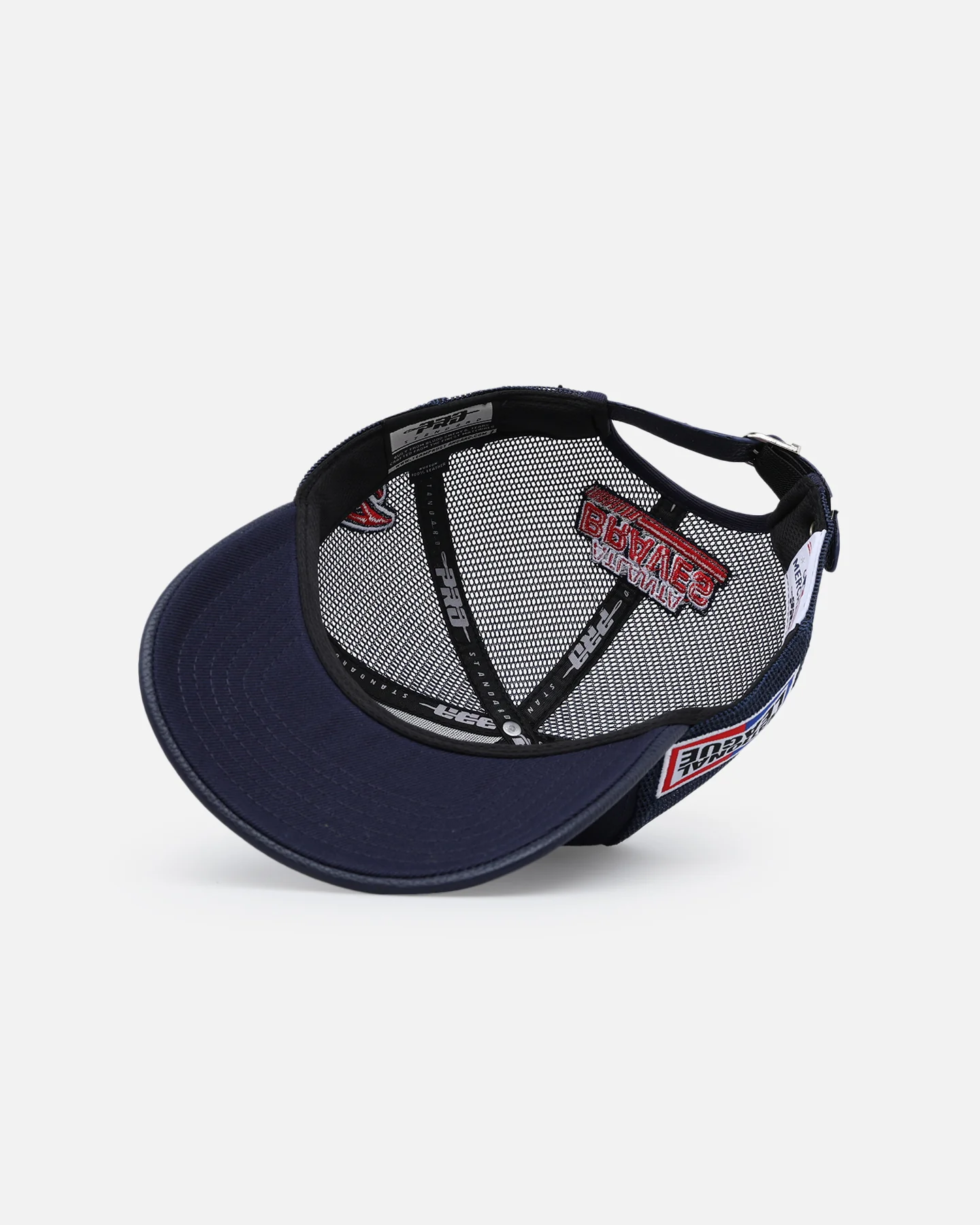 Pro Standard Atlanta Braves Fast Lane Logo Wool Trucker Strapback Midnight Navy - Image 7