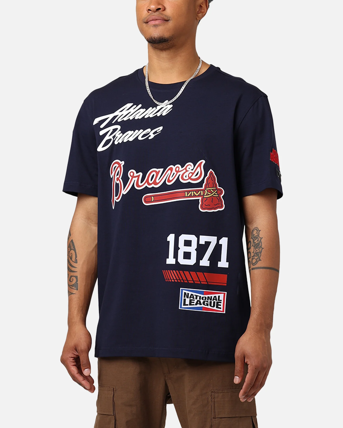 Pro Standard Atlanta Braves Fast Lane SJ T-Shirt Midnight Navy - Image 7