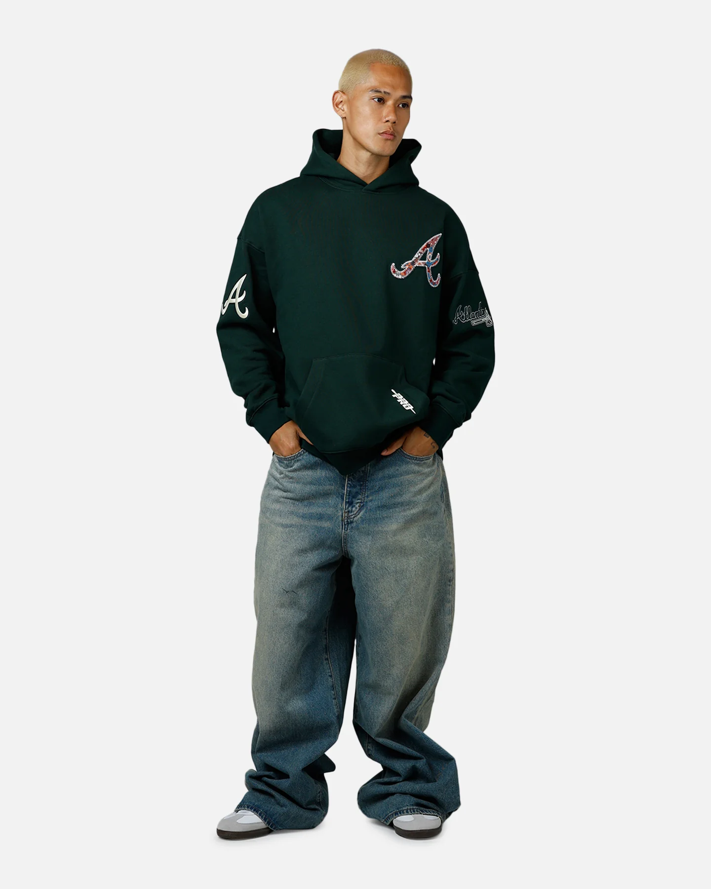 Pro Standard Atlanta Braves Tapestry 2.0 Hoodie Dark Green - Image 3